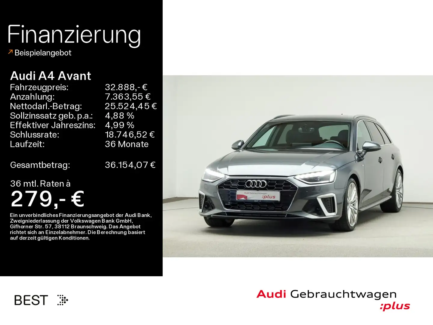 Audi A4 S line 40 TFSI qu. Matrix*Tour*B&O Grau - 1