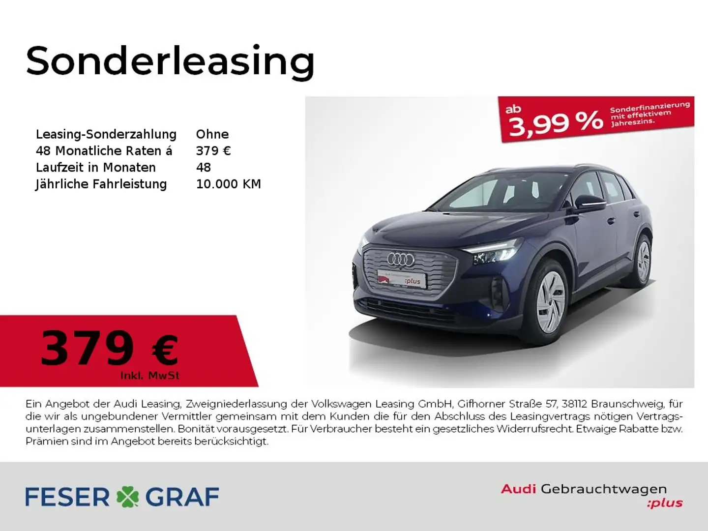 Audi Q4 e-tron 45 e-tron V-Cockpit/Sportsitze/LED/AHK/PDC Blauw - 1