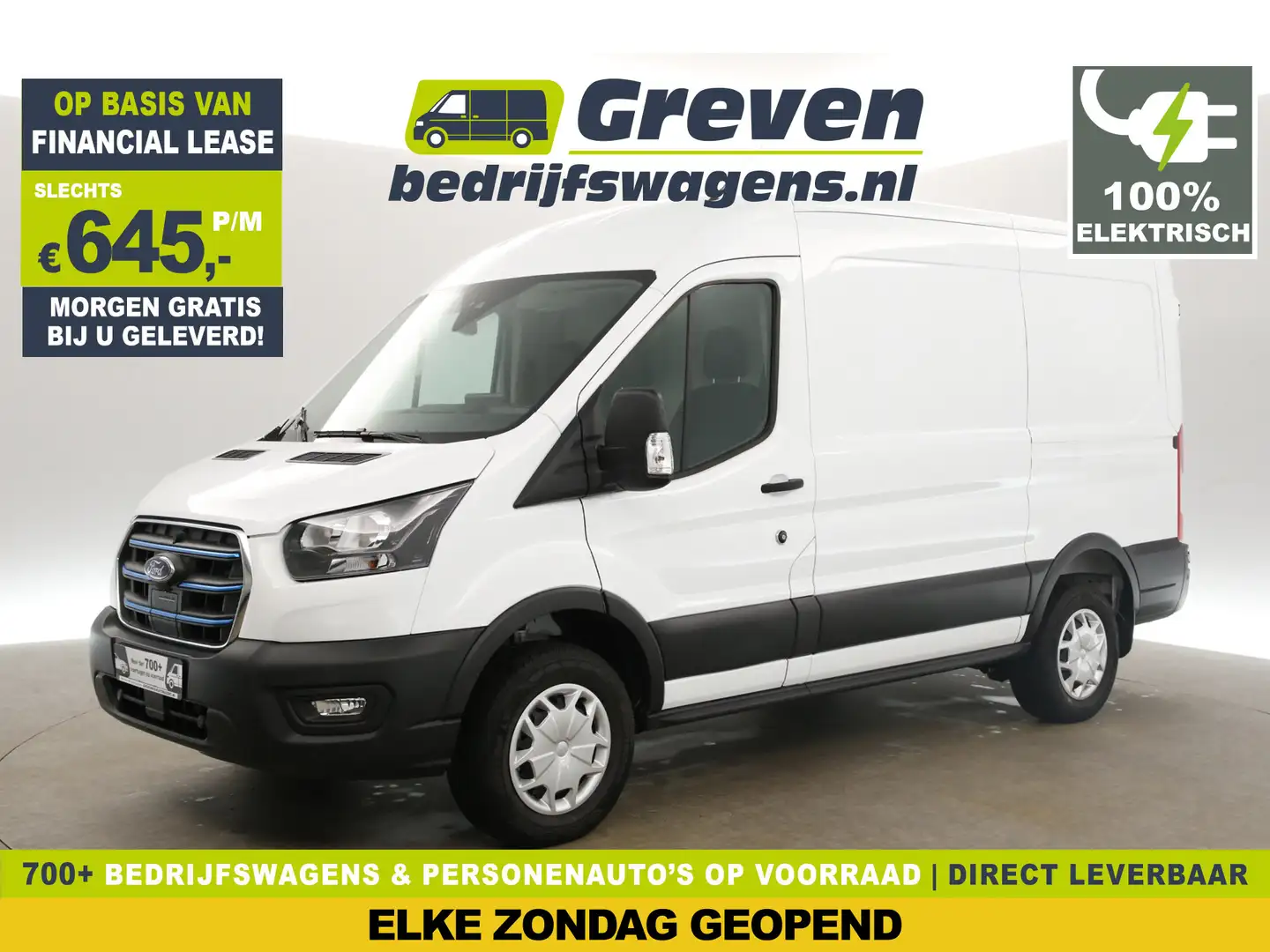 Ford E-Transit 390 68 kWh L2H2 | Elektrisch 184PK | EMISSIEVRIJE Wit - 1