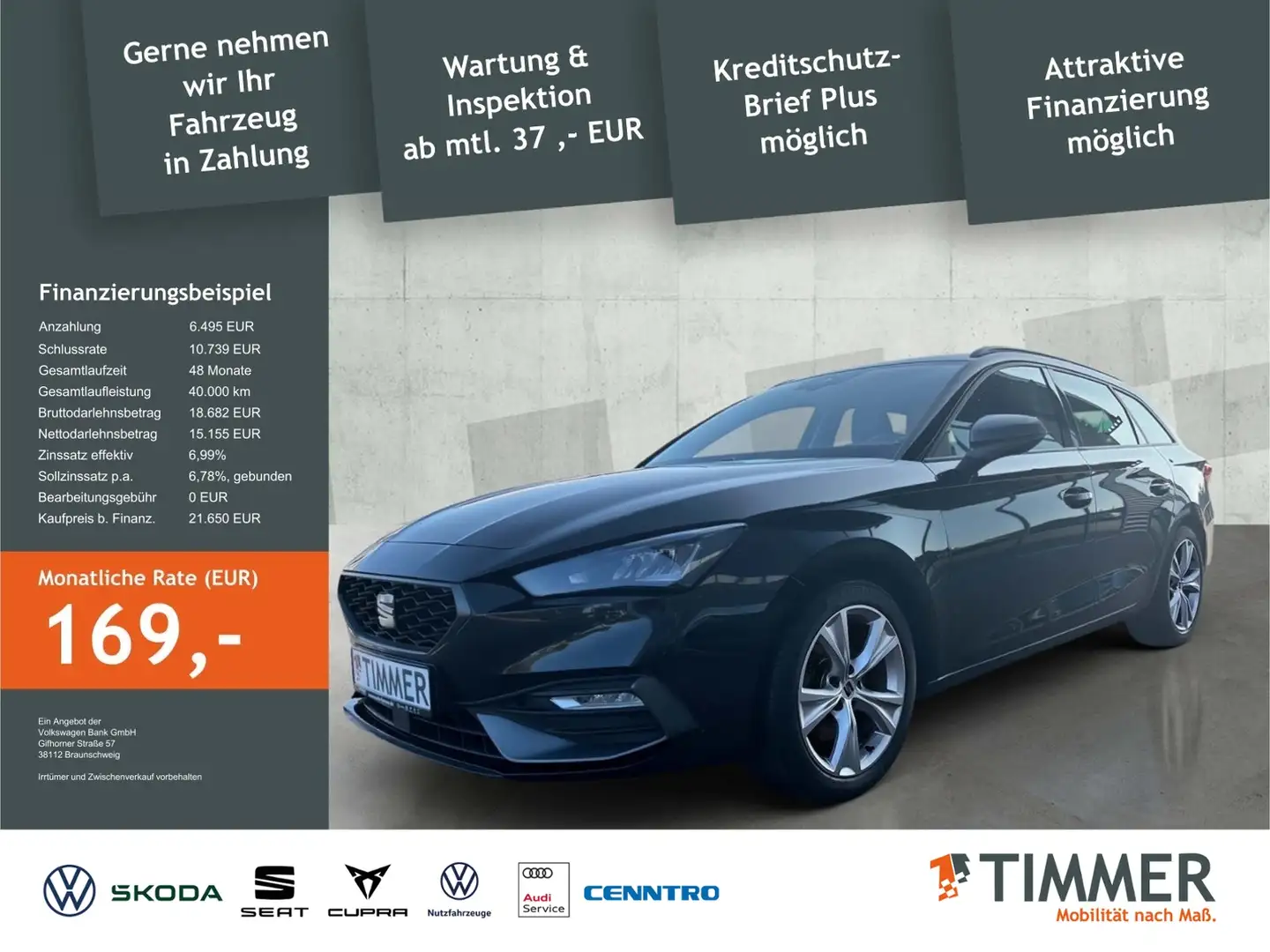 SEAT Leon SP 2.0 TDI DSG FR-LINE *AHK*LED *ACC *RKAM *NAVI Schwarz - 1