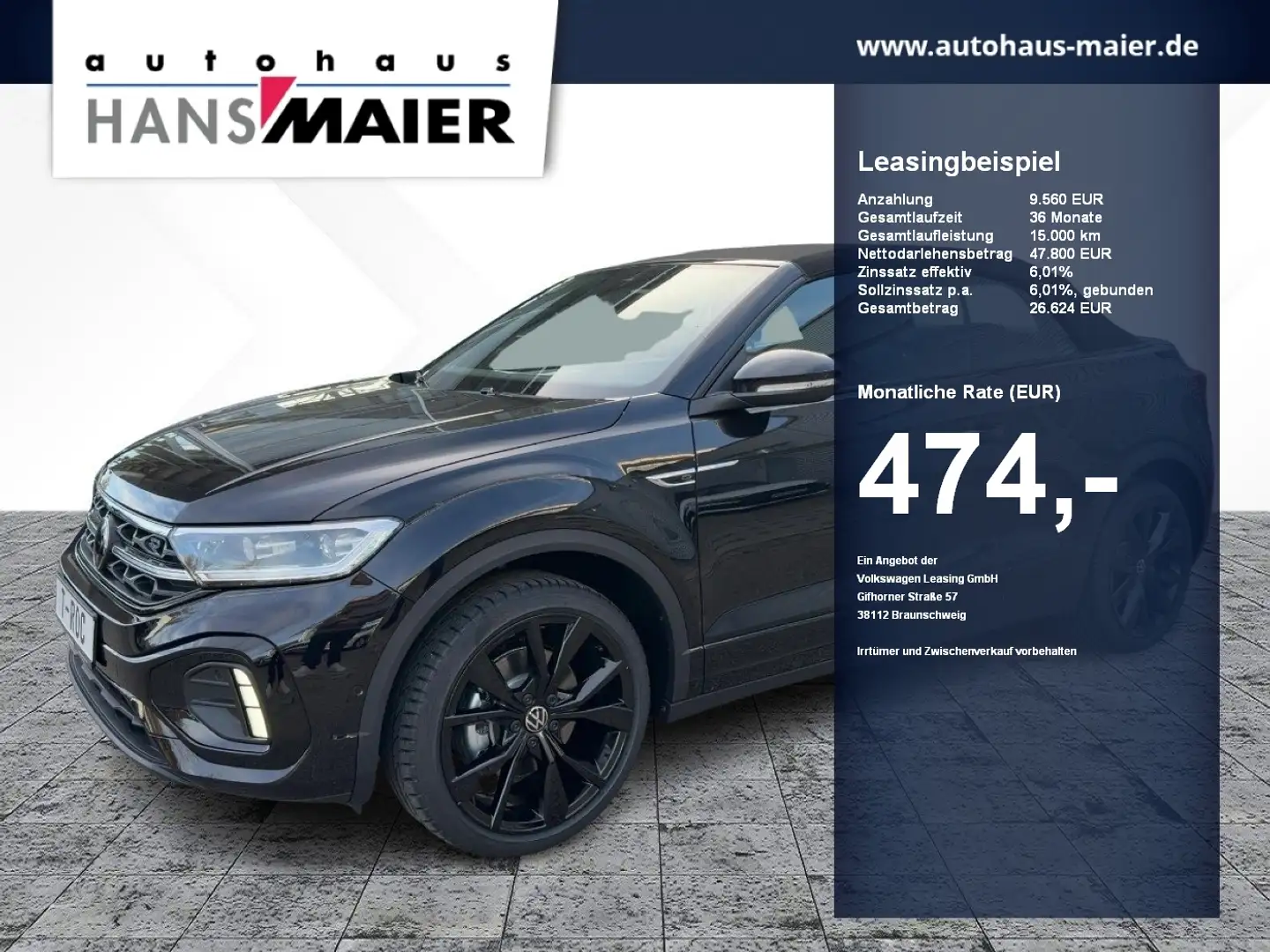 Volkswagen T-Roc Cabriolet R-Line DSG Navi AHK ACC Leder Schwarz - 1