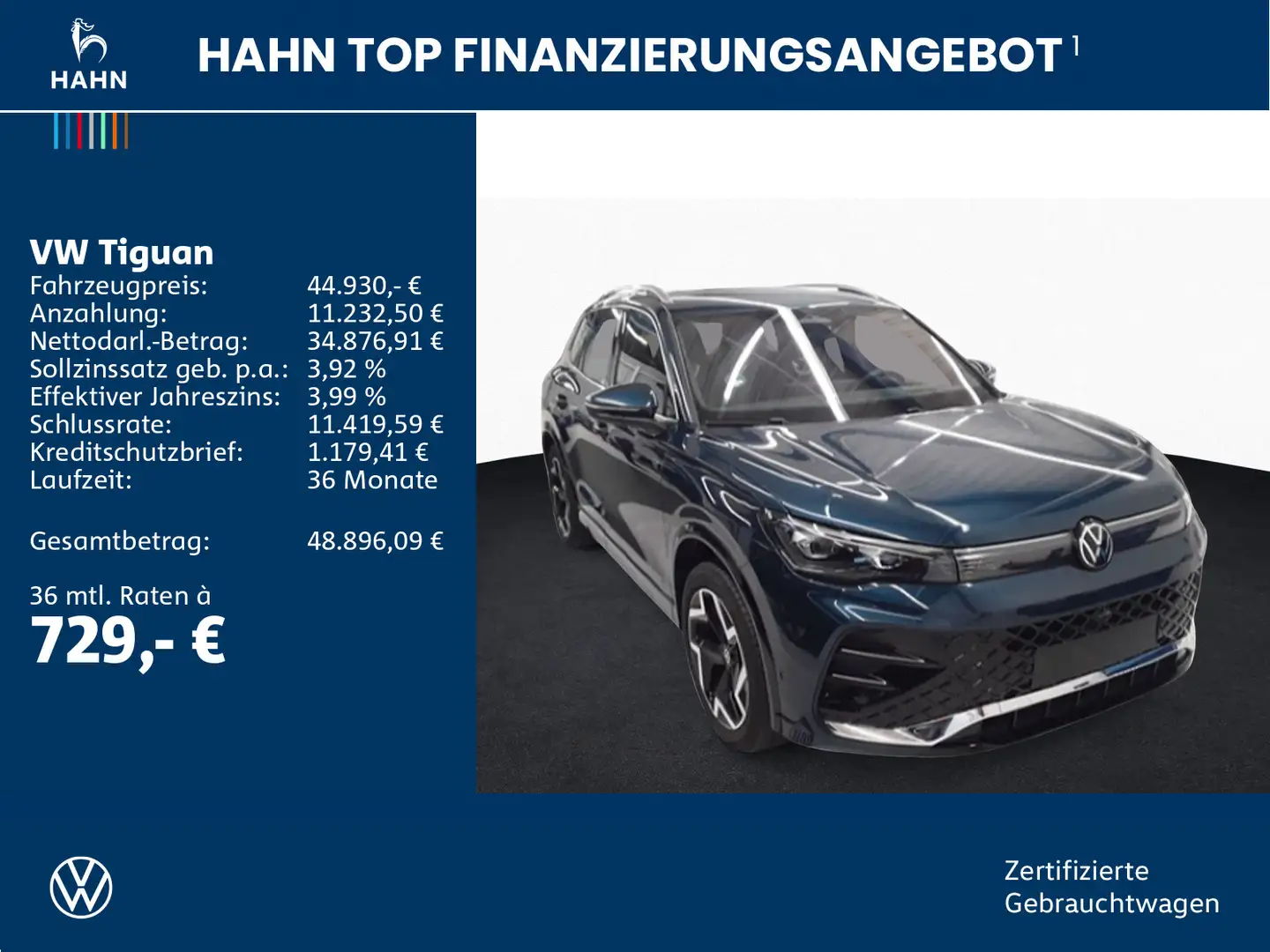 Volkswagen Tiguan 1.5eTSI DSG R-Line Matrix AHK Standh HUD Blau - 2