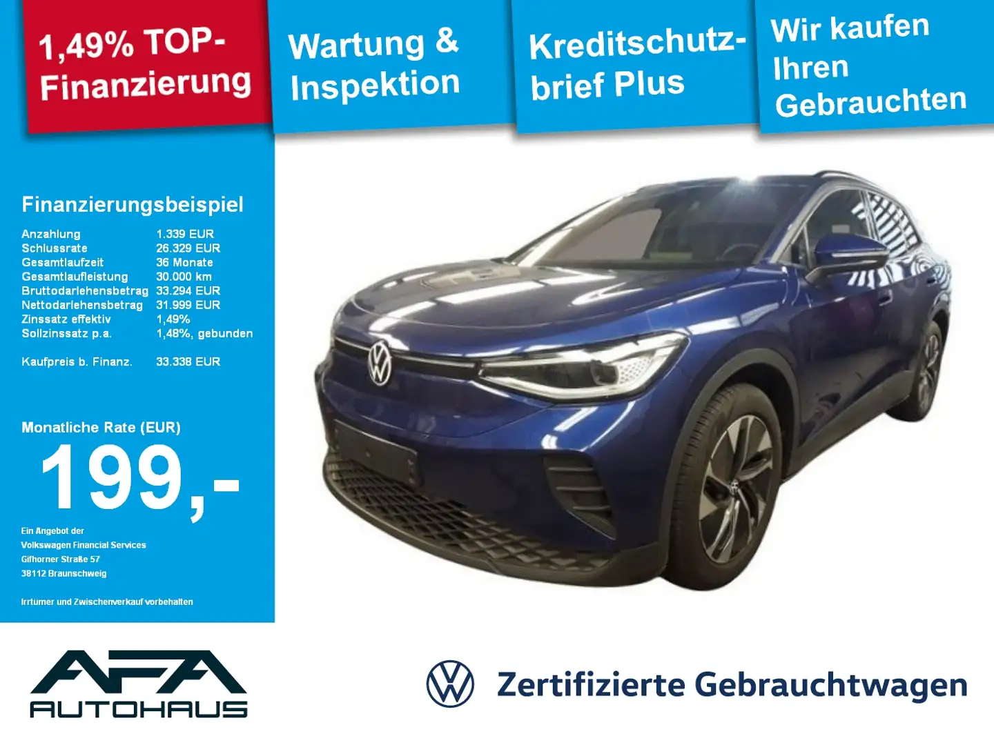 Volkswagen ID.4 Pure Performance 52kWh AHK*Navi*LED*19Zoll Blu/Azzurro - 1