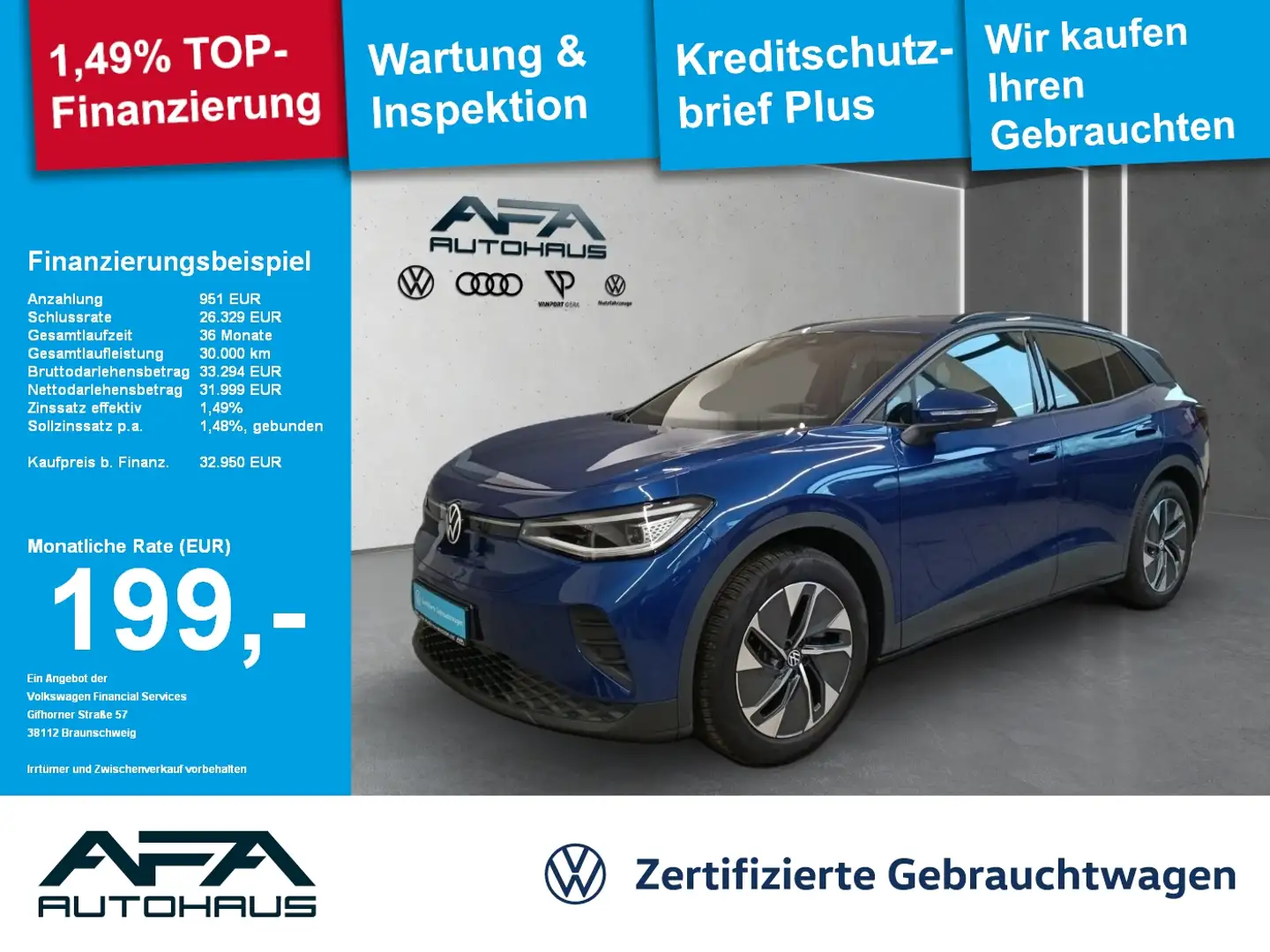Volkswagen ID.4 Pure Performance 52kWh AHK*Navi*LED*19Zoll Bleu - 1
