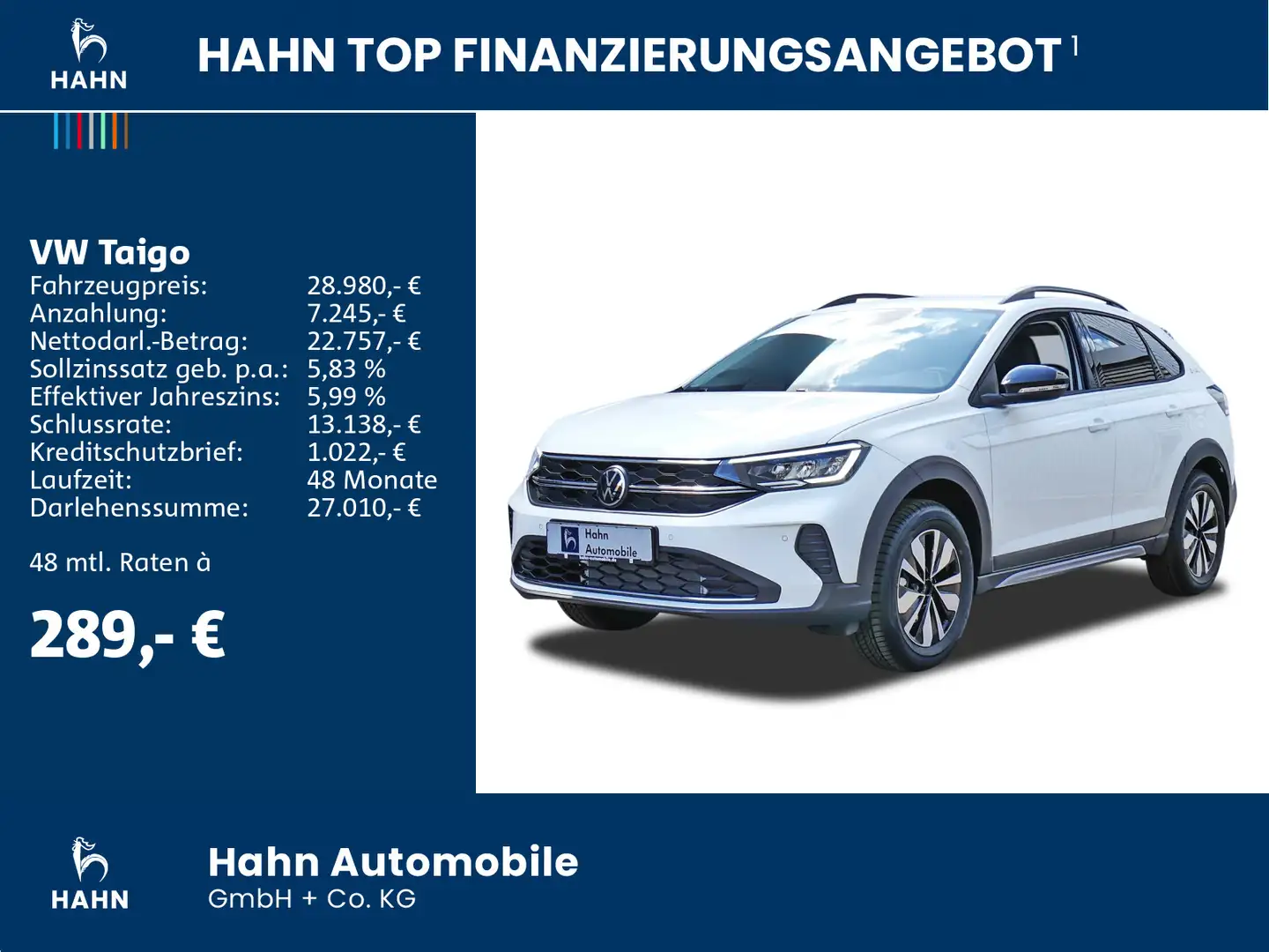 Volkswagen Taigo GOAL 1,0 l TSI OPF 85 kW DSG AHK Weiß - 2