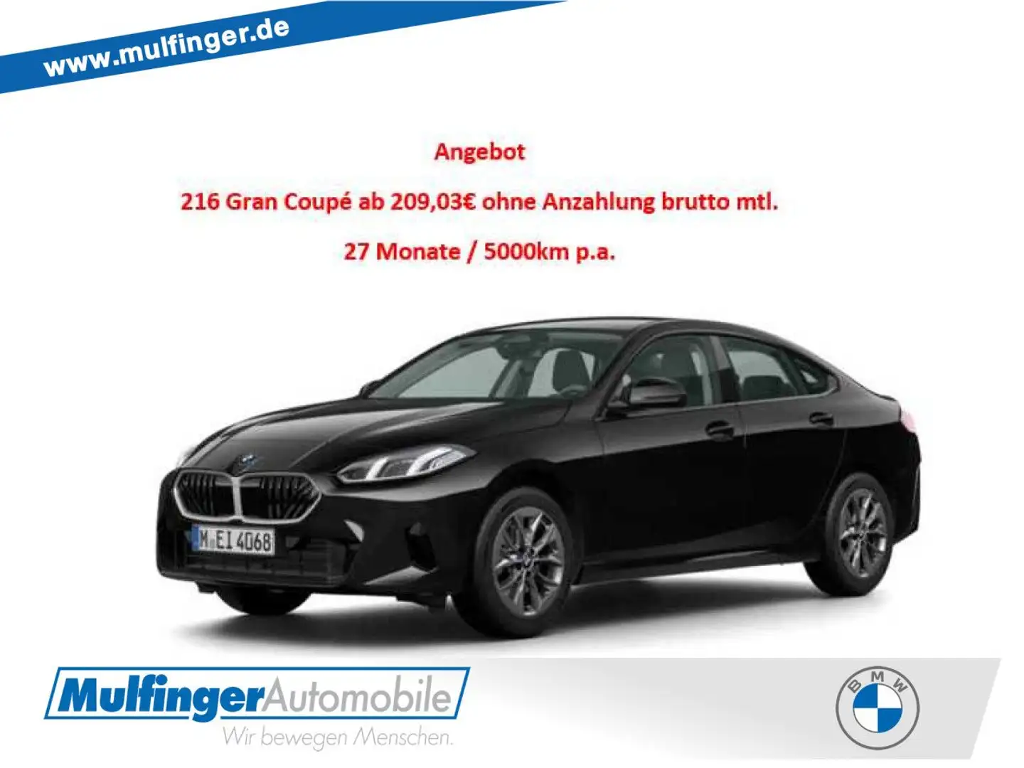 BMW 216 i GC Aut.Kamera Widescreen Leasing ab: 209,03 Schwarz - 1
