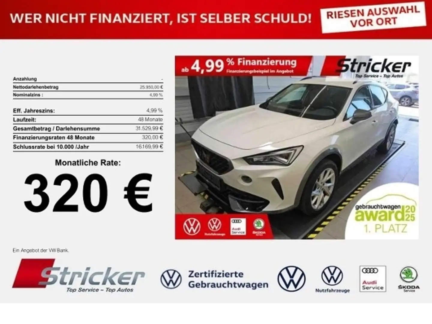 CUPRA Formentor 2.0 TDI DSG 320,-ohne Anzahlung Sitzheizung Radio Blanc - 1
