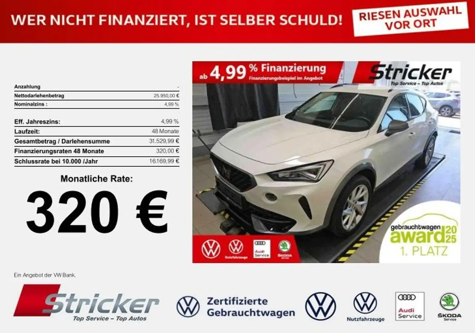 CUPRA Formentor 2.0 TDI DSG 320,-ohne Anzahlung Sitzheizung Radio Blanc - 2