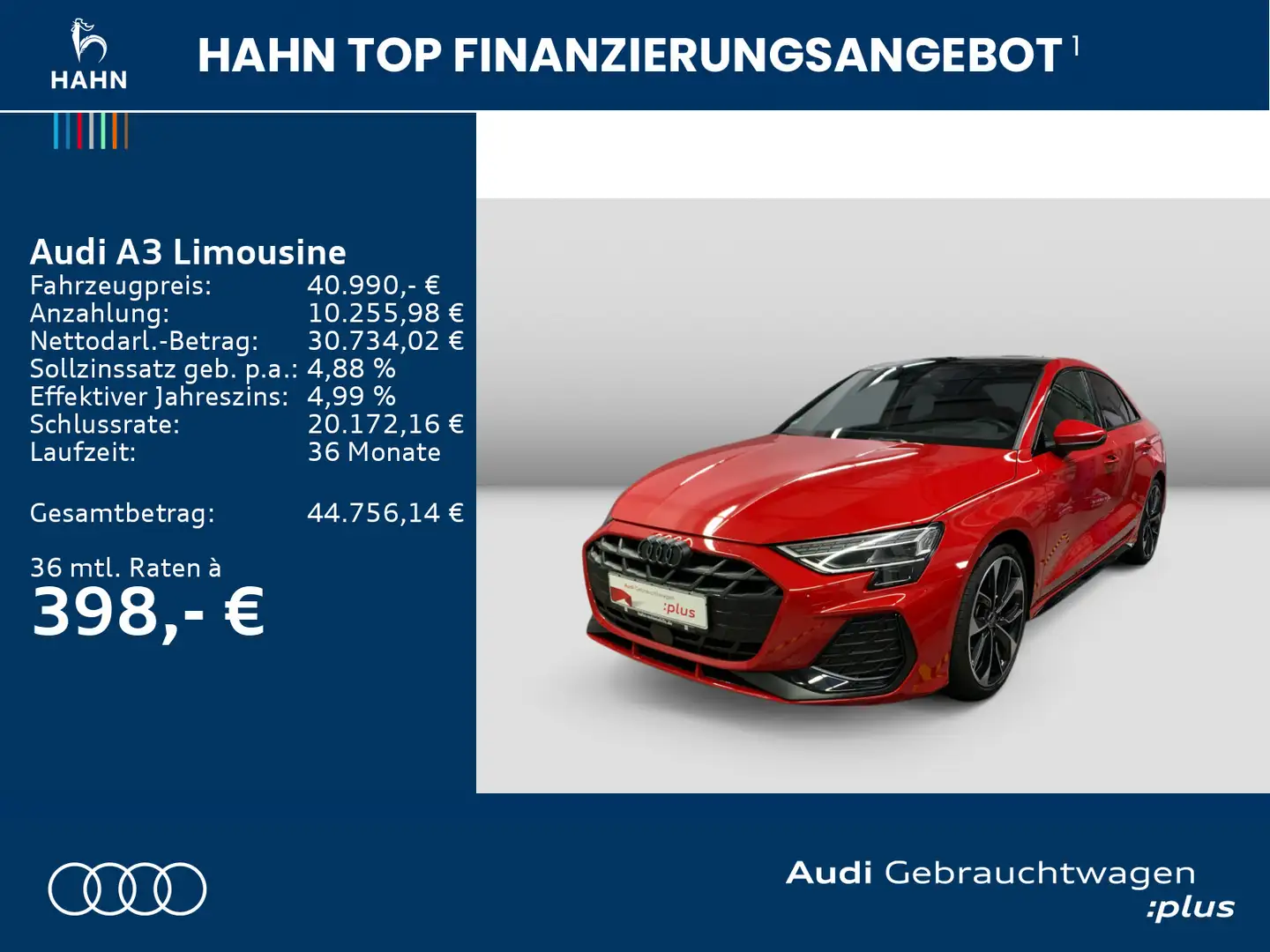 Audi A3 35 TDI S line Matrix AHK Pano Sonos Rot - 2