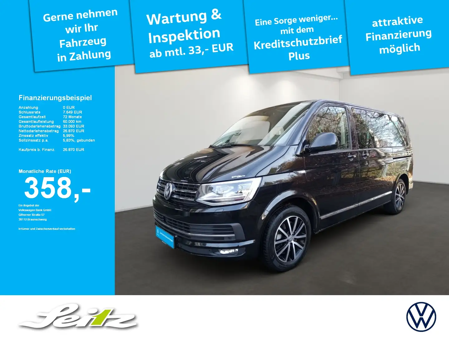 Volkswagen T6 Multivan 2.0 TDI 4 Motion Highline - Händlergeschäfte/Expor Schwarz - 1