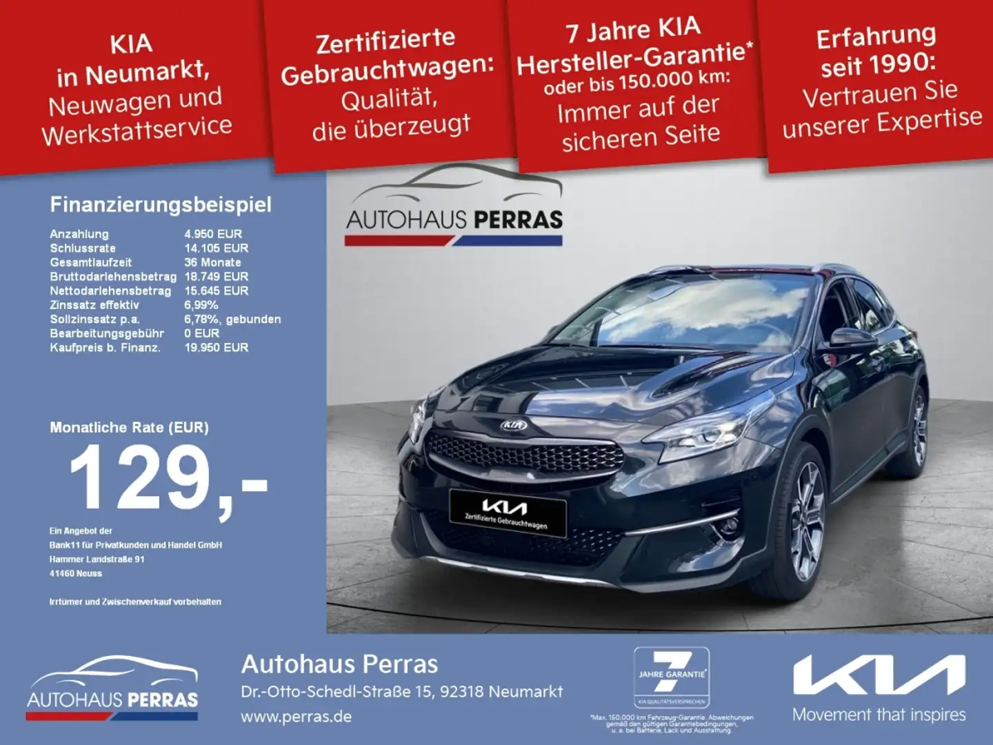 Kia XCeed 1.4 T-GDI Platinum Edition Glasdach Leder Navi FLA Schwarz - 1