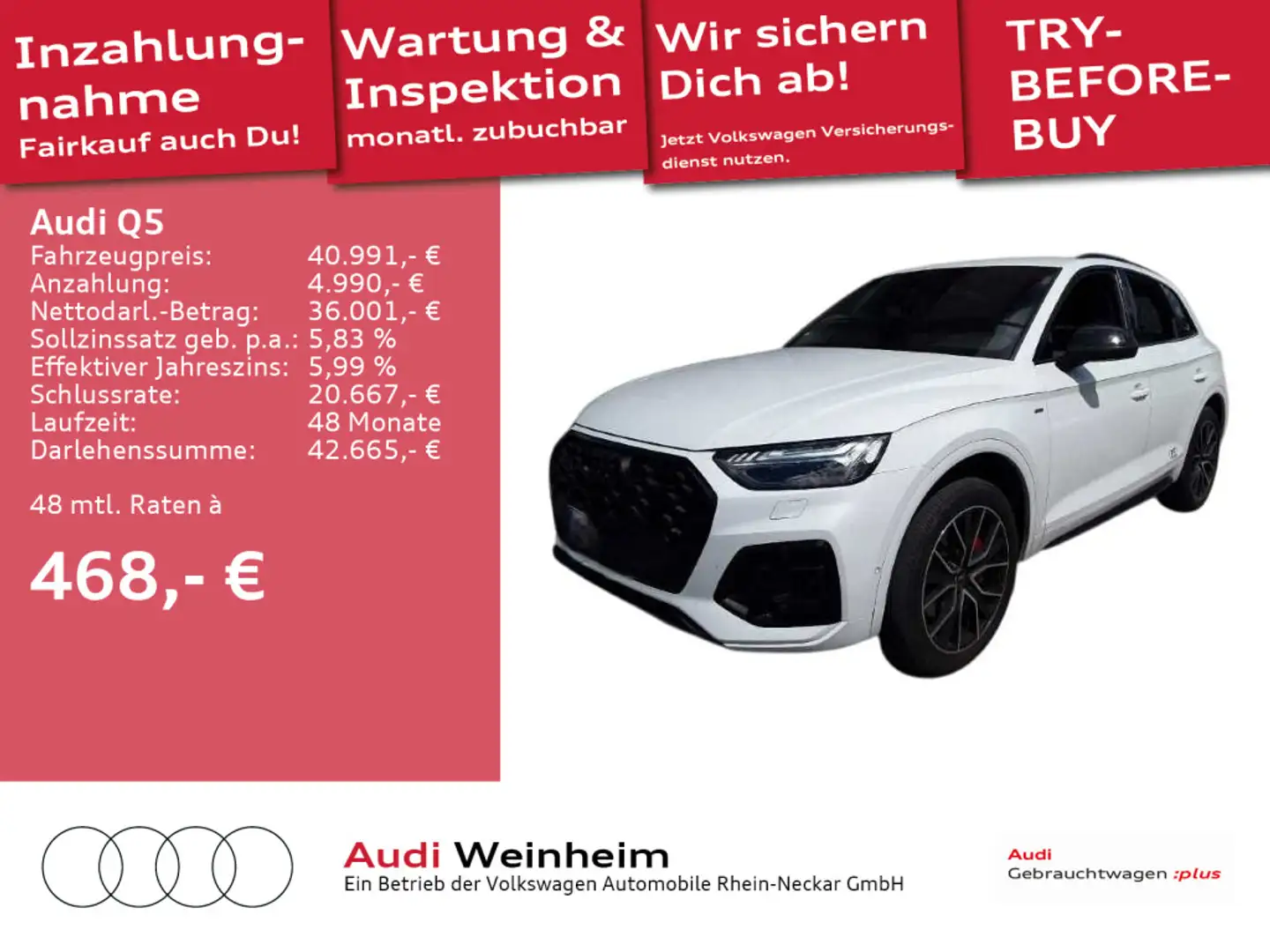 Audi Q5 50 TFSIe Edition One S-Line Black Paket Plus Wit - 1