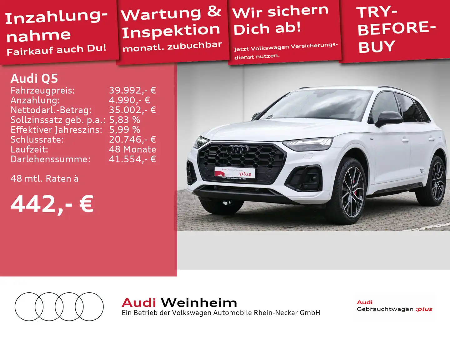 Audi Q5 50 TFSIe Edition One S-Line Black Paket Plus Weiß - 1