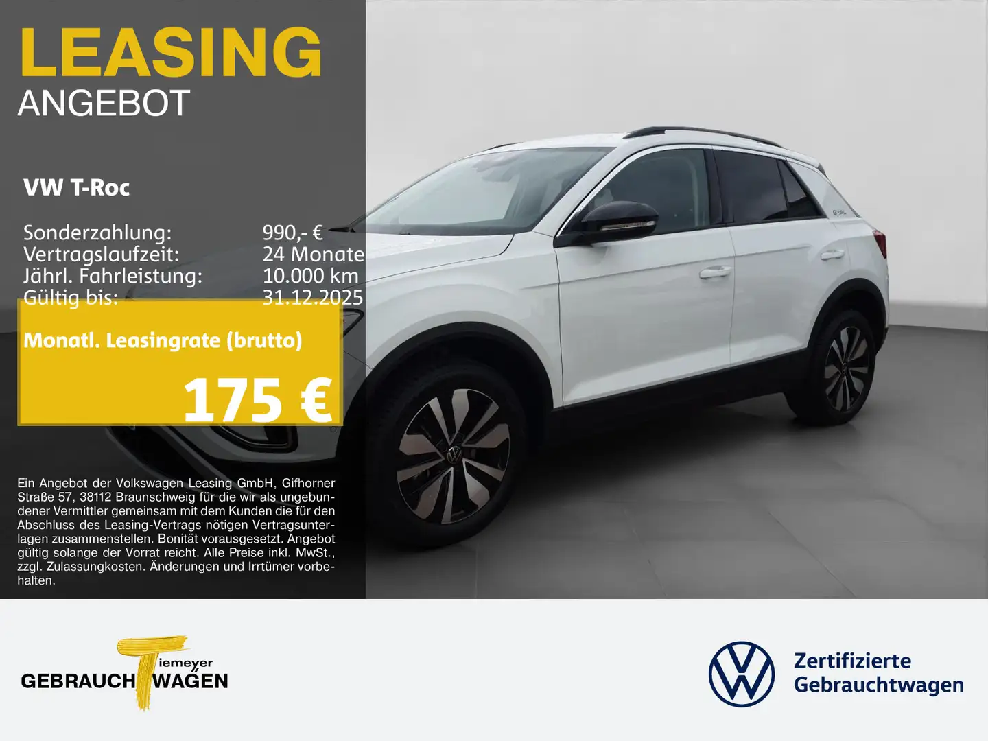 Volkswagen T-Roc 1.0 TSI GOAL NAVI LED SITZHZ PDC Weiß - 1