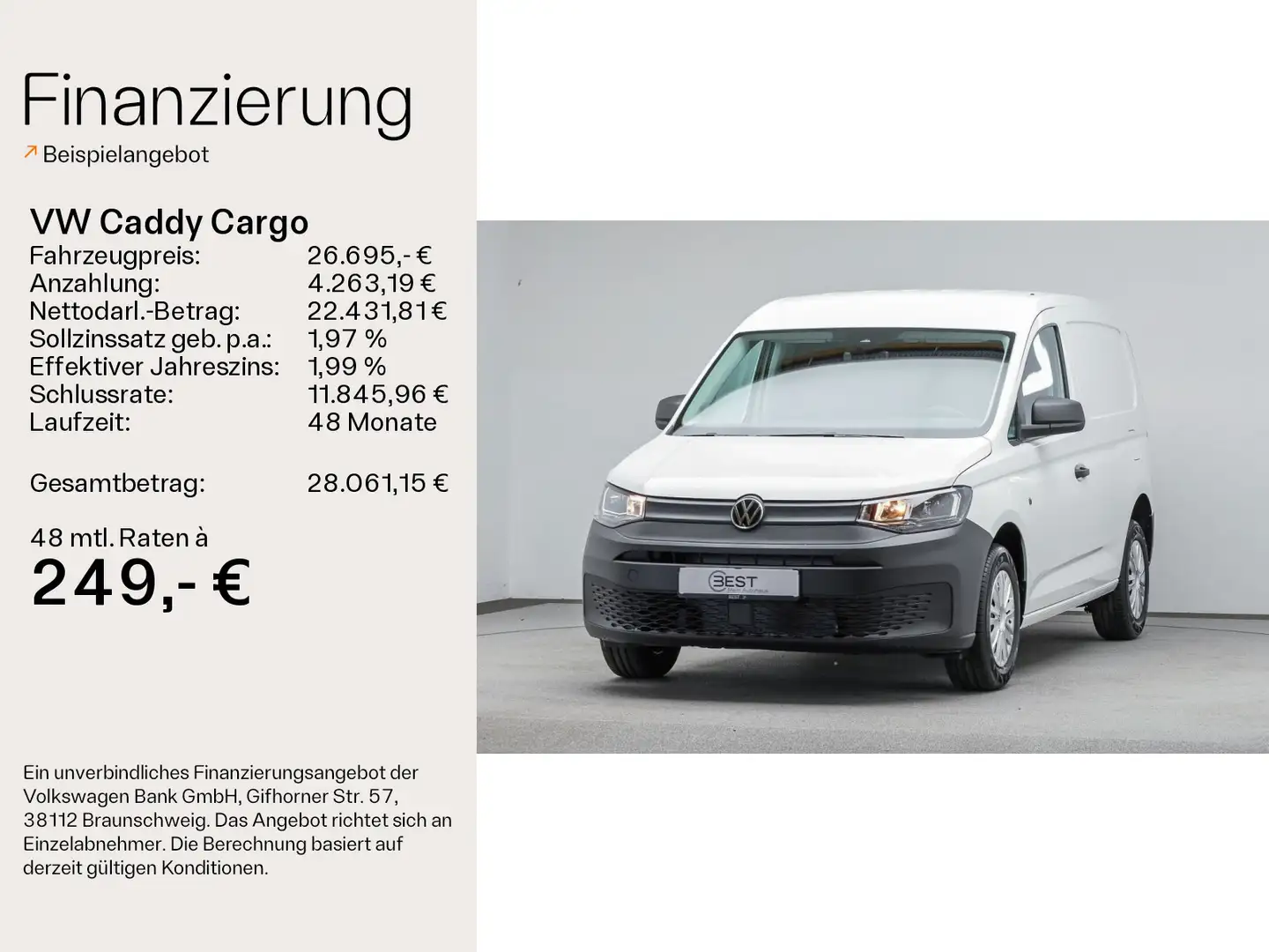 Volkswagen Caddy Cargo 2.0 TDI APP*GRA*PDC-HINTEN*LANE* Blanco - 2