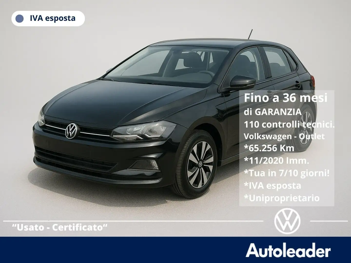 Volkswagen Polo 1.0 TGI 5p. Comfortline SOLO 65mila Km BMT Nero - 1