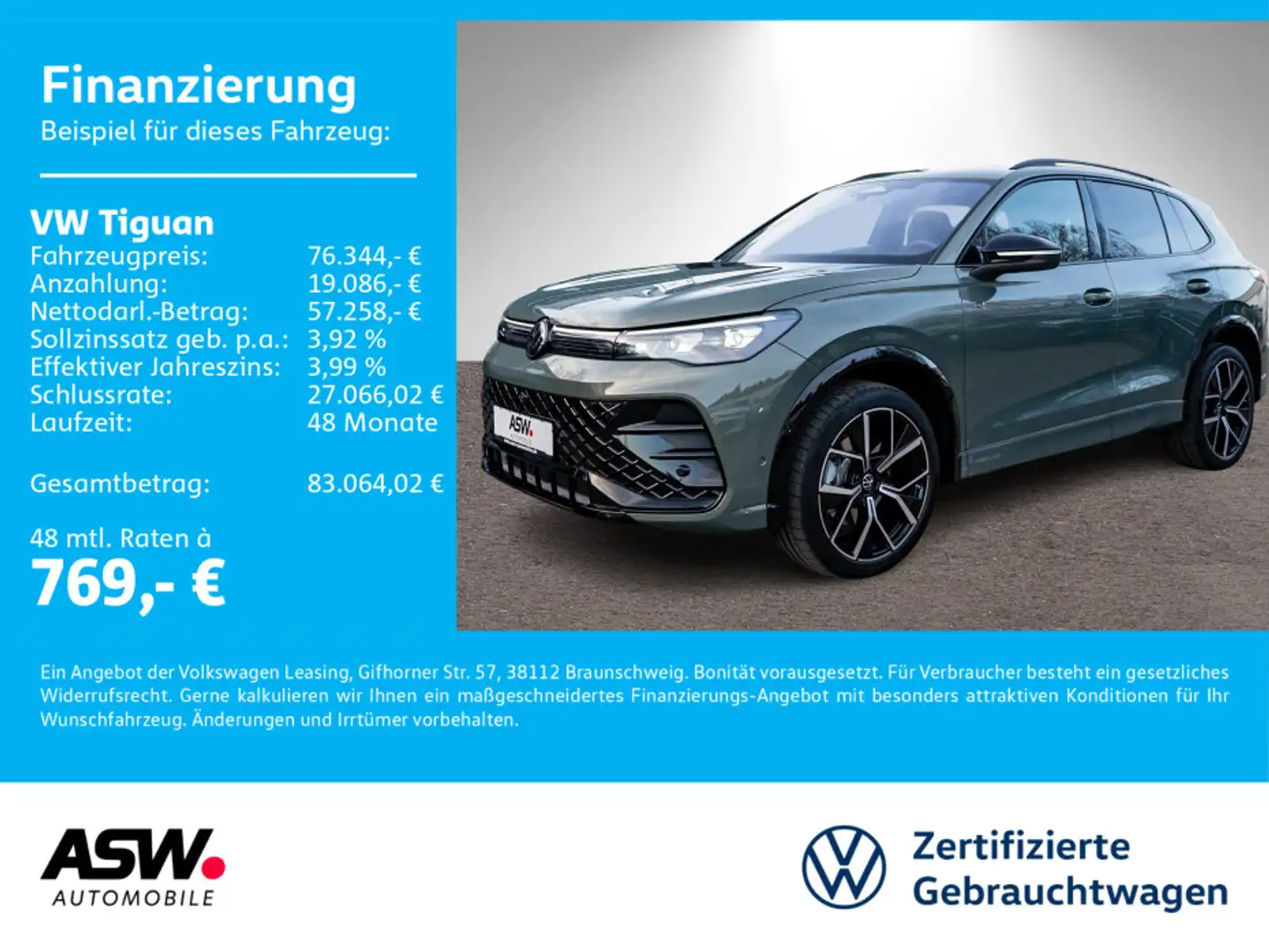 Volkswagen Tiguan R-Line 4Motion 2,0 TDI DSG NAVI AHK PANO Grün - 1