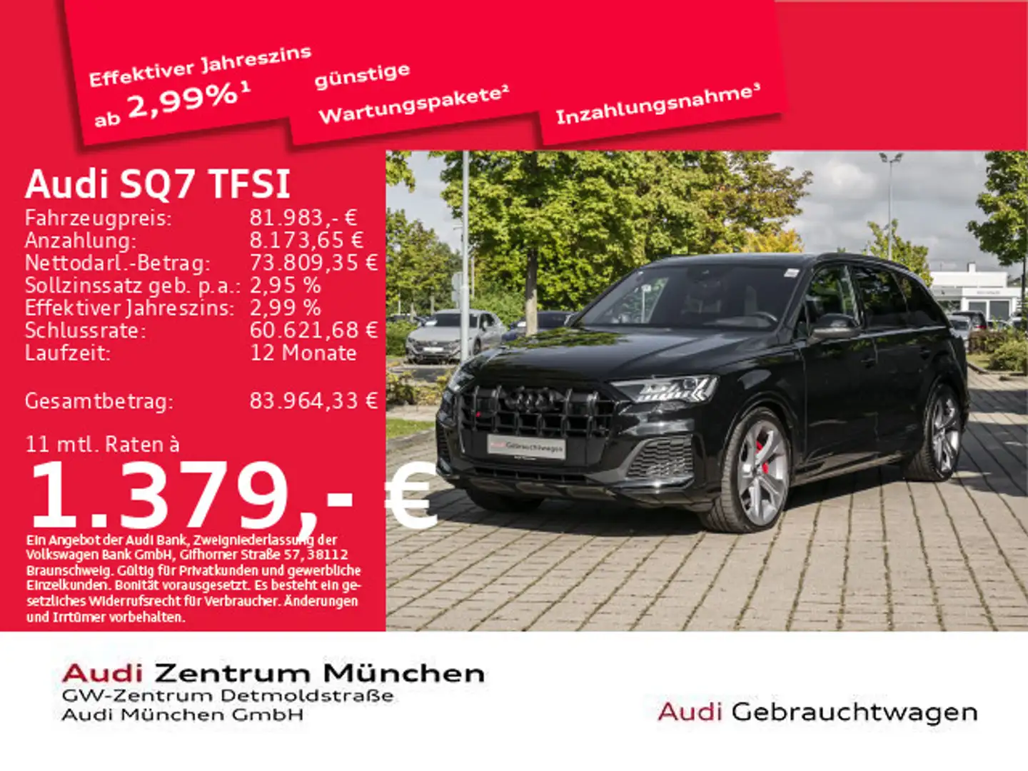 Audi SQ7 tiptr. Luft/Pano/HuD/ACC/Virtual Schwarz - 1