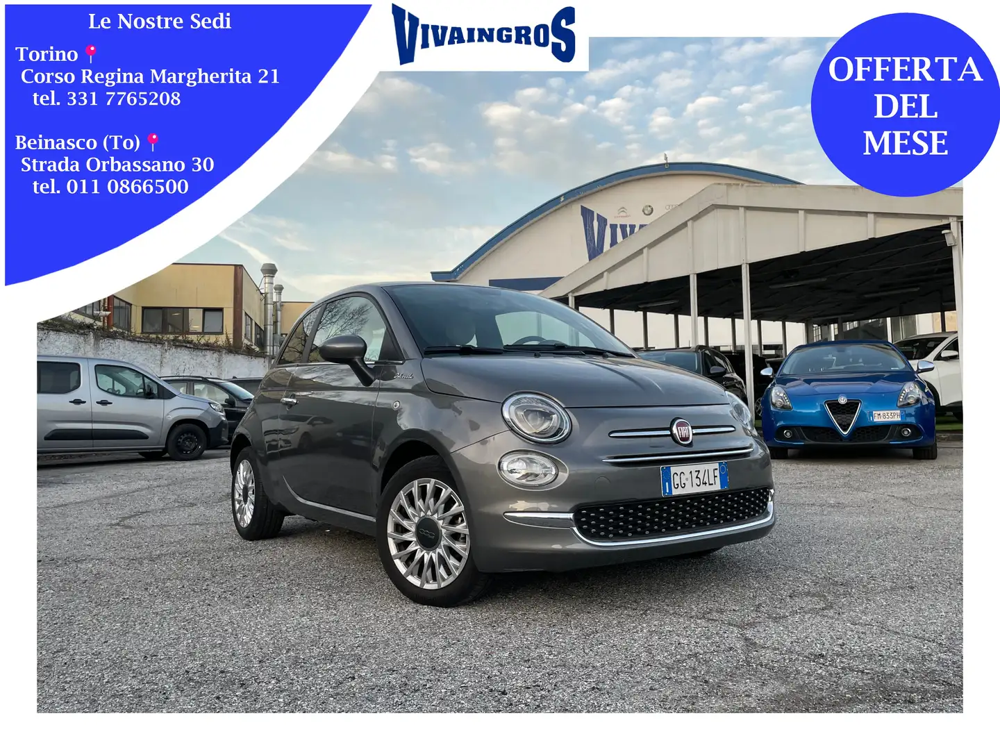 Fiat 500 1.0 Hybrid Dolcevita 70CV / IN PRONTA CONSEGNA Grigio - 1