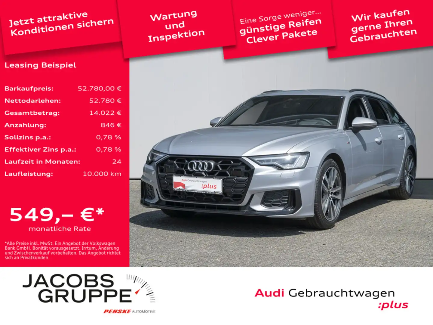 Audi A6 Avant 40 TDI S line ACC,Matrix-LED,HUD,PDC Silber - 1