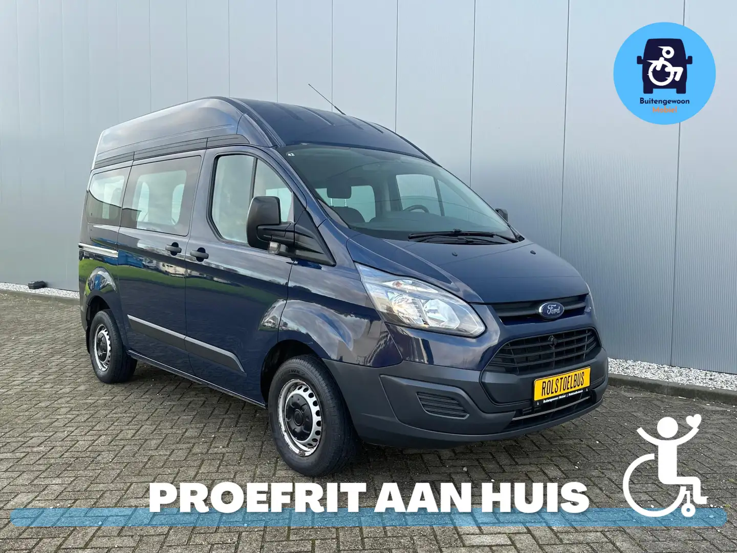 Ford Transit Custom 2.0 Rolstoelbus Rolstoelzitplaats Rolstoellift Blauw - 1