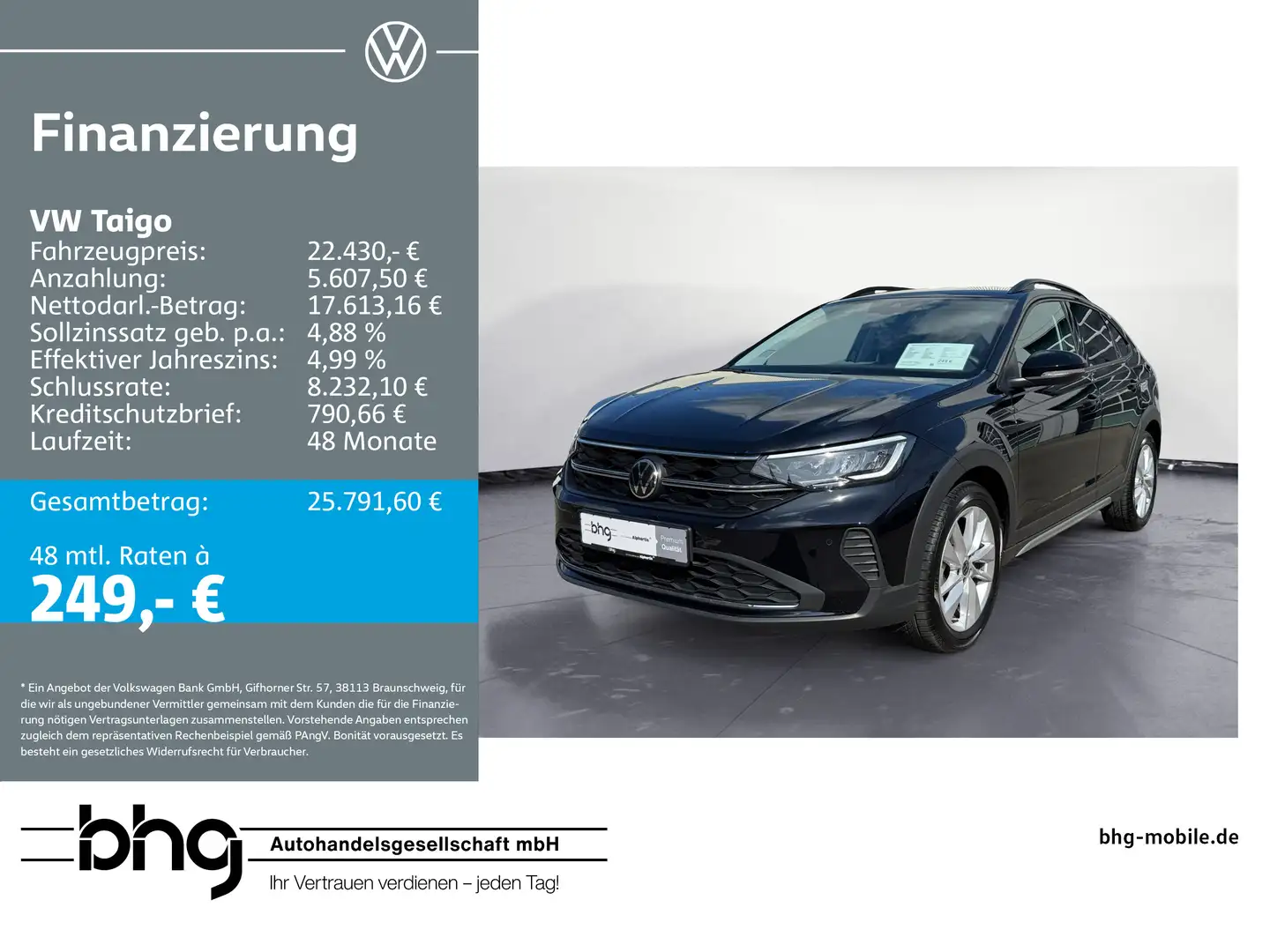 Volkswagen Taigo GOAL1.0 TSI Kamera; ACC; LED; PDC; SHZ Noir - 1