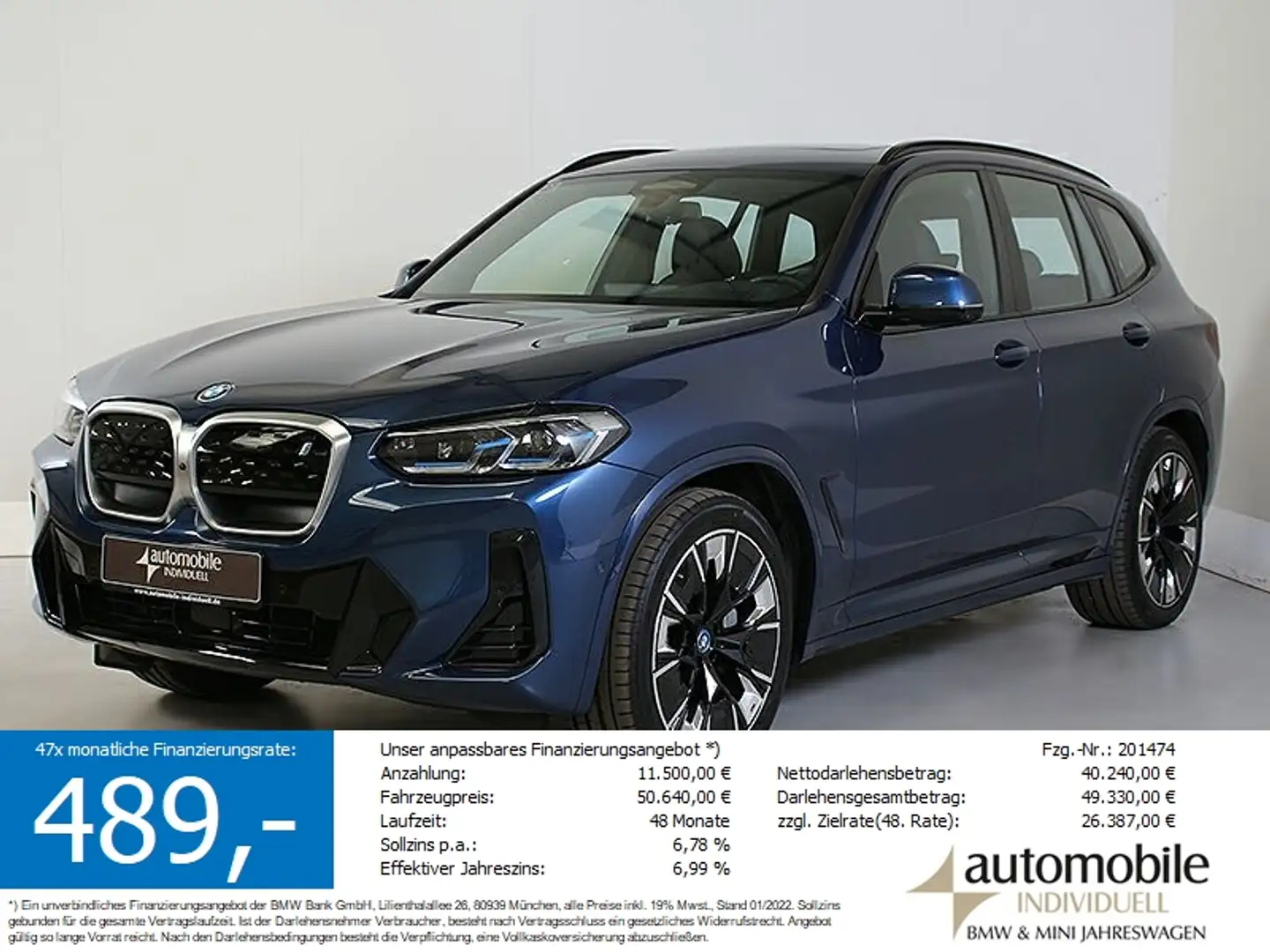 BMW iX3 Impressive AHK Laser ACC LiveCockpit HuD H&K Blau - 1