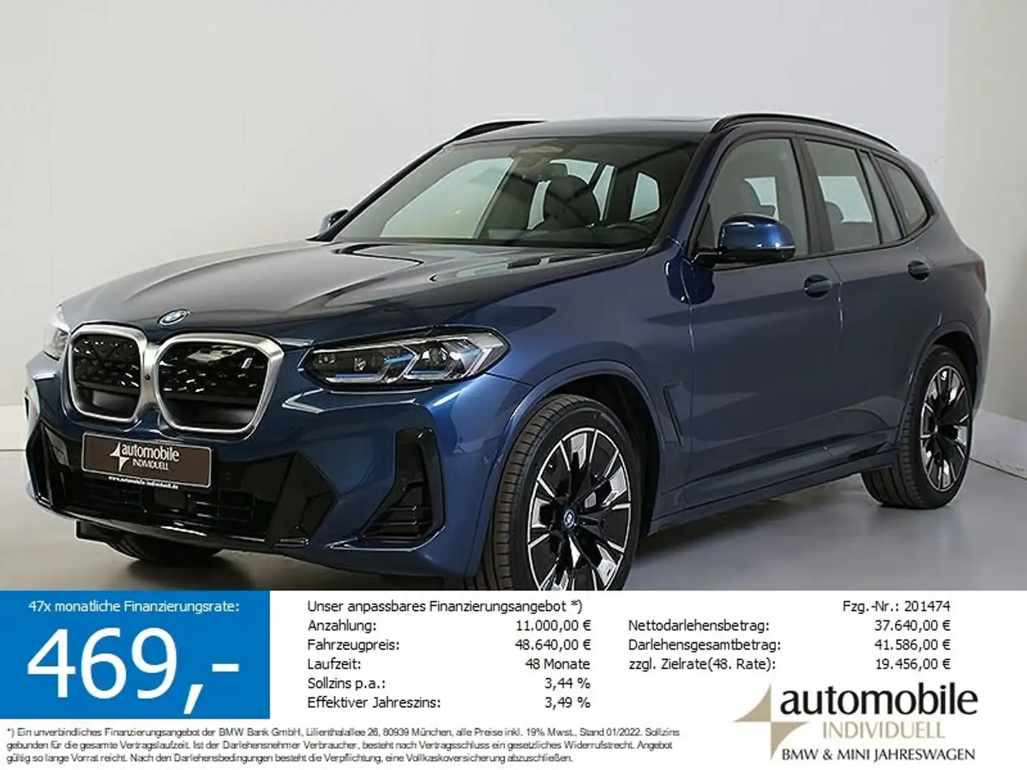 BMW iX3 Impressive AHK Laser ACC LiveCockpit HuD H&K Blau - 1