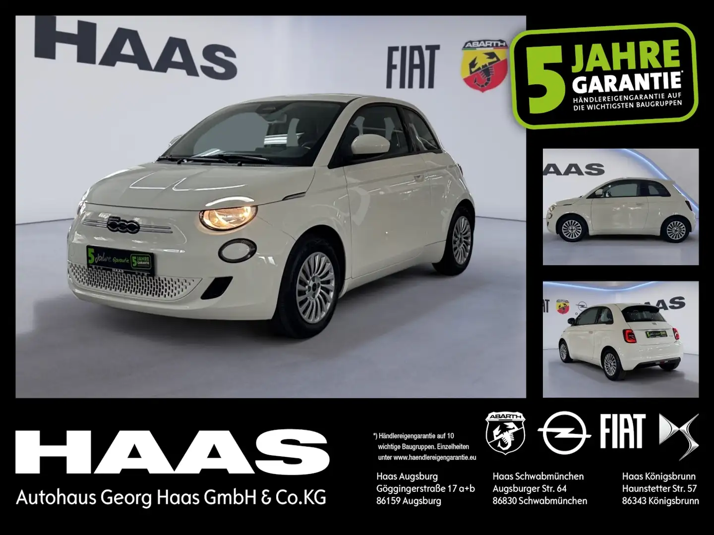 Fiat 500e 500 e Base KeyLess+KlimaA+AUT+SpurH+Virtual Weiß - 1