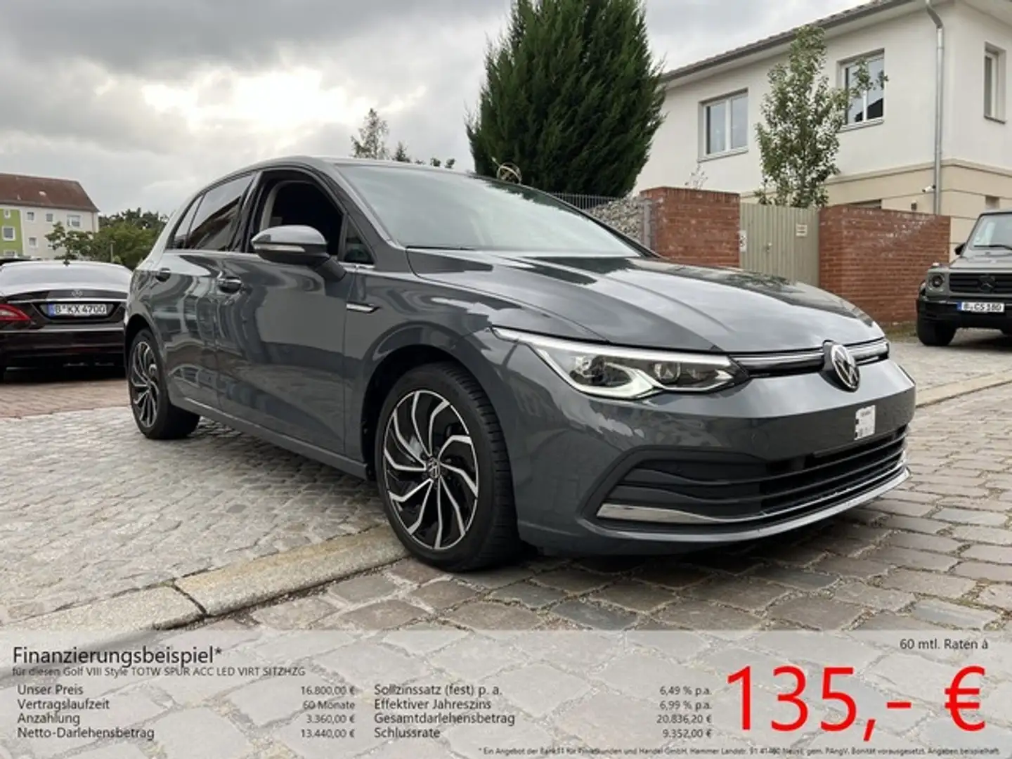 Volkswagen Golf VIII Style TOTW SPUR ACC LED VIRT SITZHZG Grigio - 1