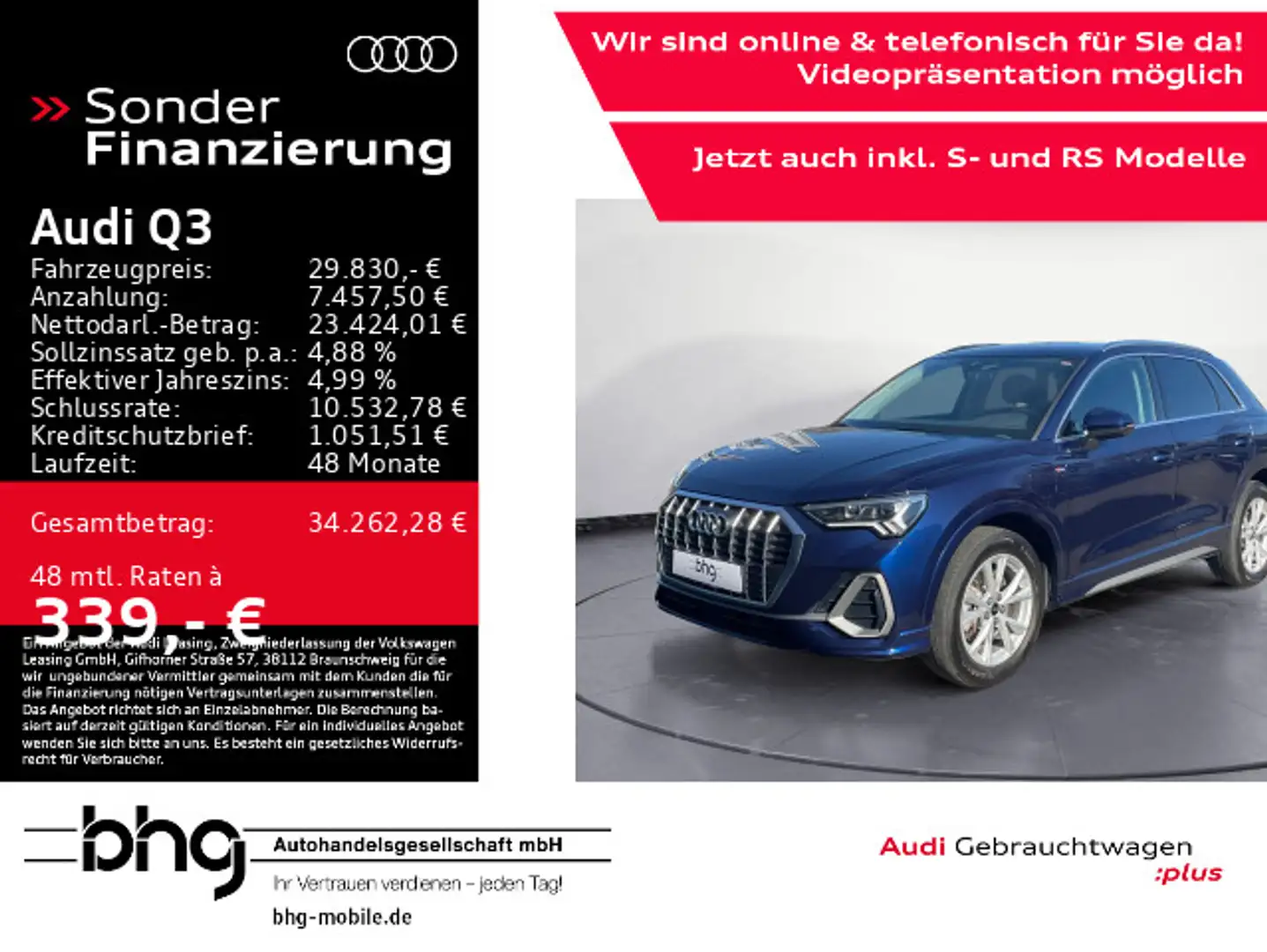 Audi Q3 45 TFSIe S-line LED/Navi/EPH/Assist/uvm. Blau - 1