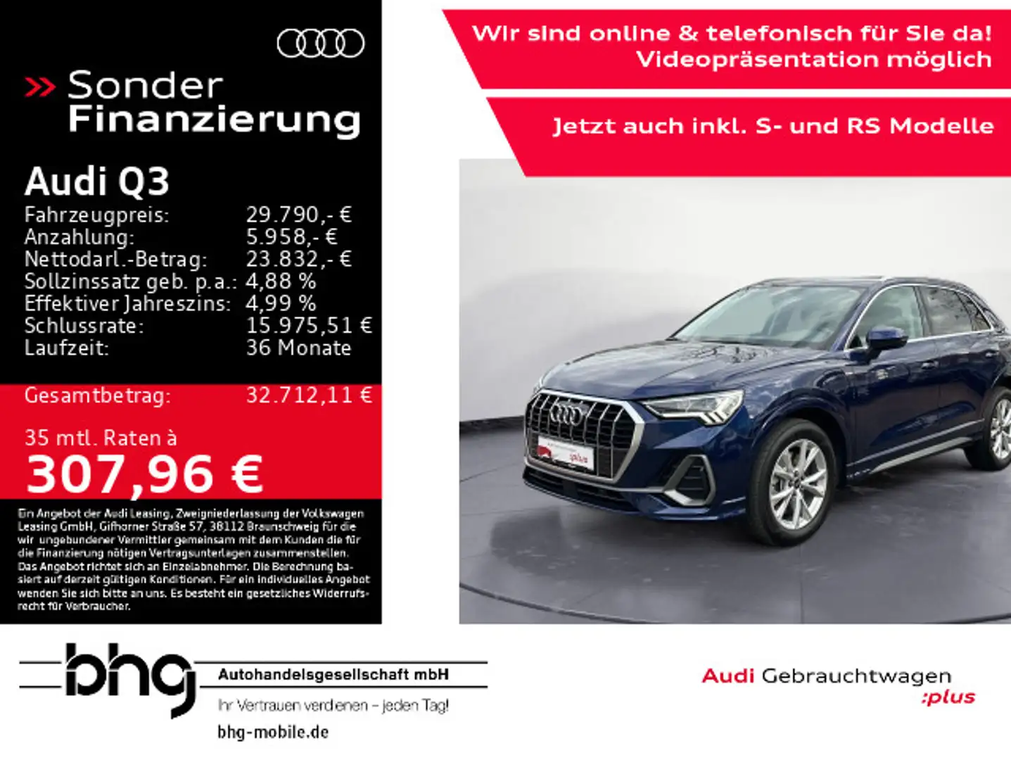 Audi Q3 45 TFSIe S-line LED/Navi/EPH/Assist/uvm. Blau - 1