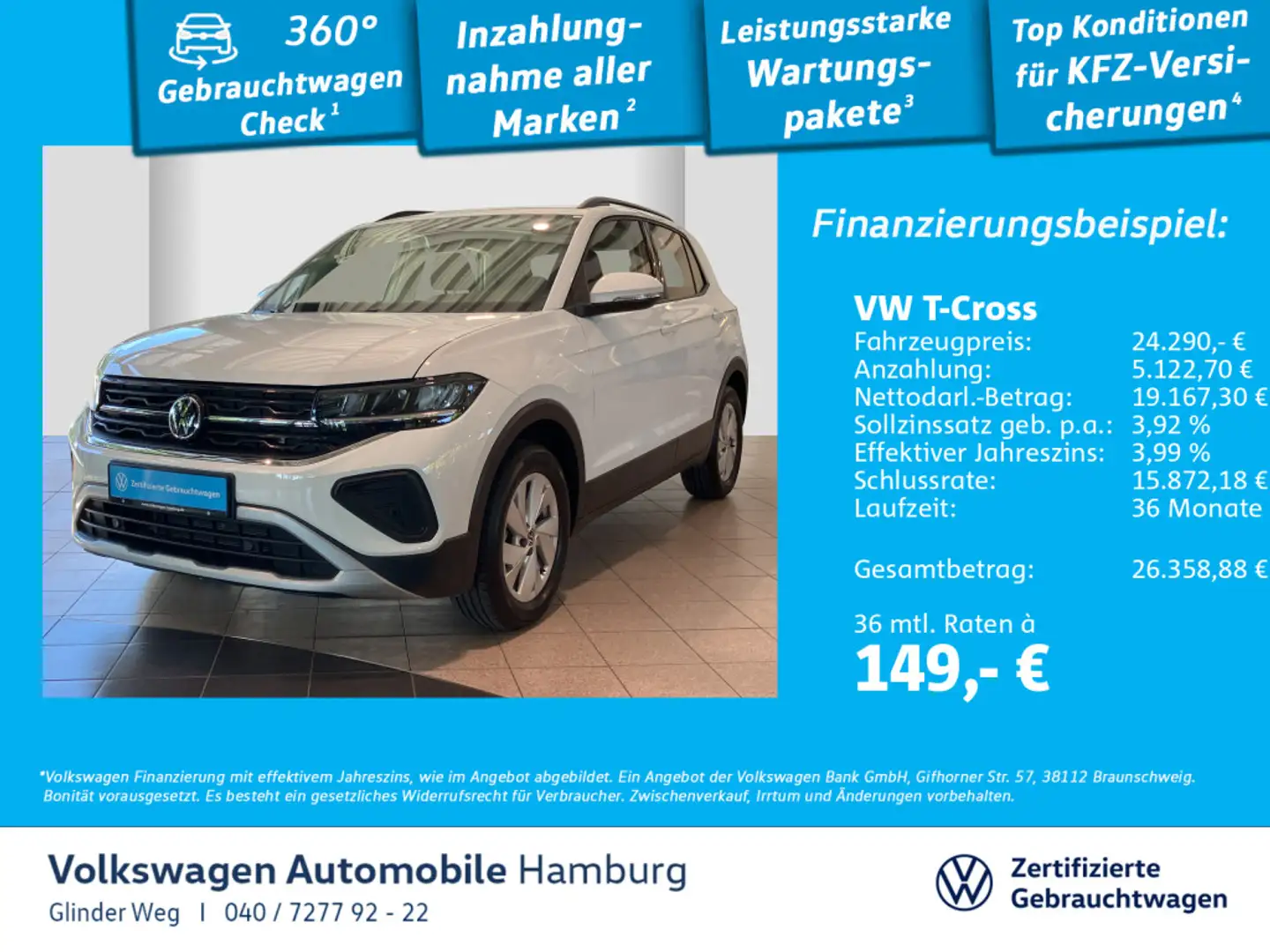 Volkswagen T-Cross 1.0 TSI DSG Life Kamera Navi Sitzhzg Weiß - 1