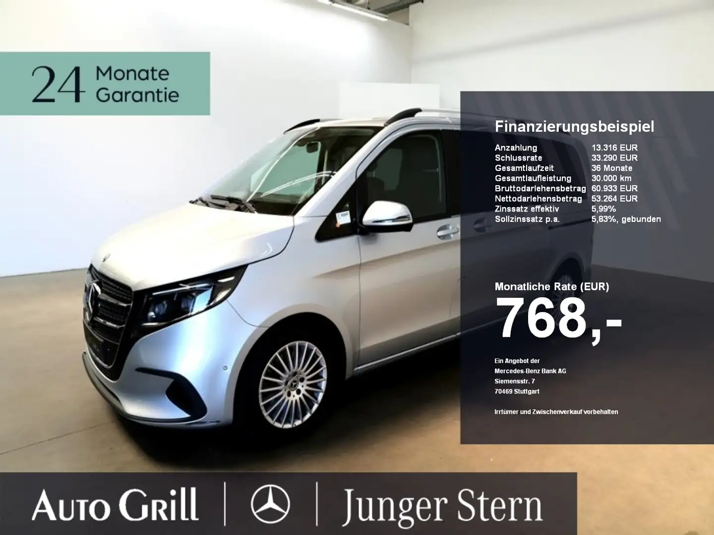 Mercedes-Benz V 220 d Kurz Style 7Si StdHzg Distr Multibeam Silber - 1
