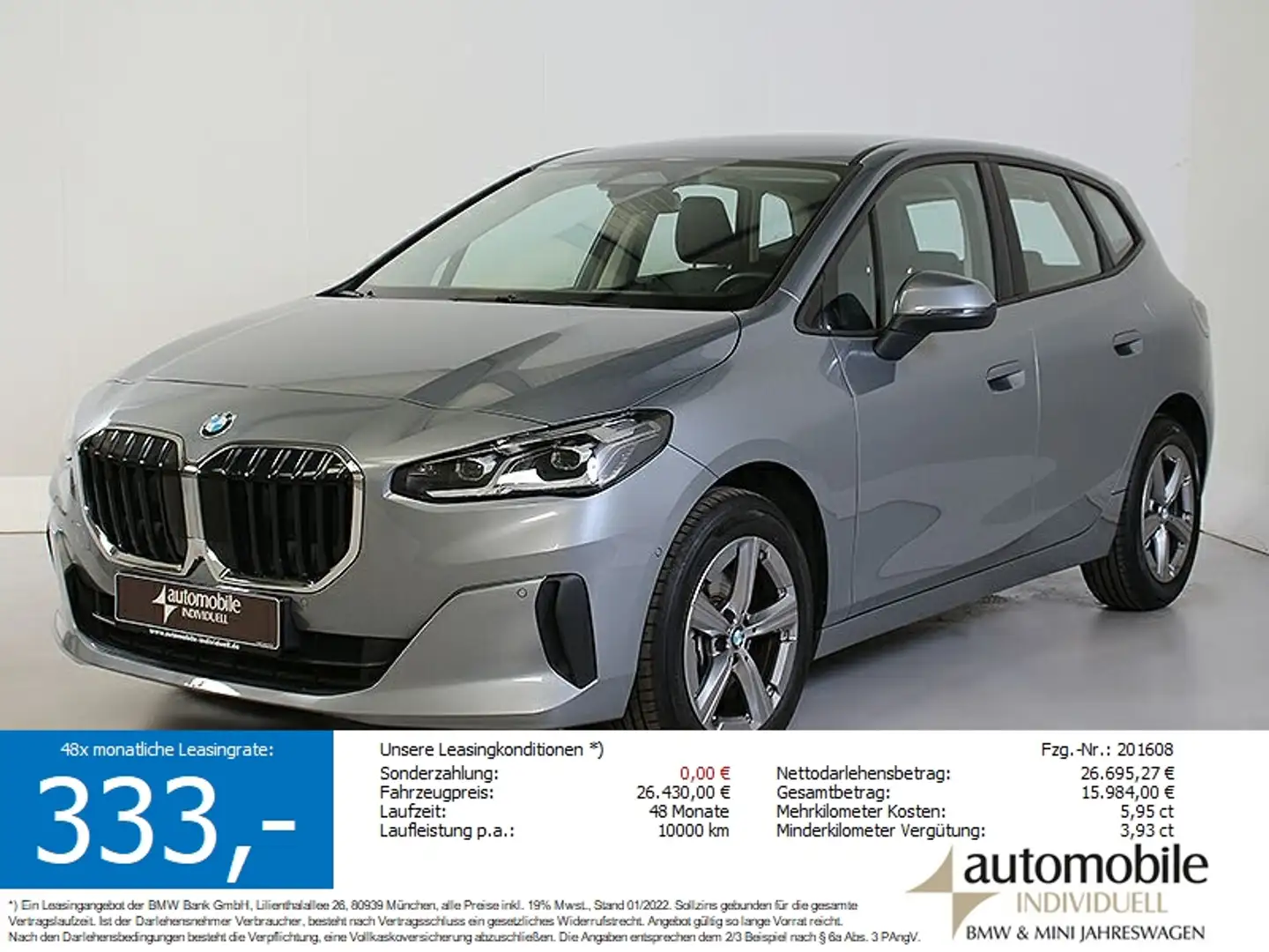 BMW 216 i Active Tourer DKG Widescreen ACC LED DAB Grau - 1