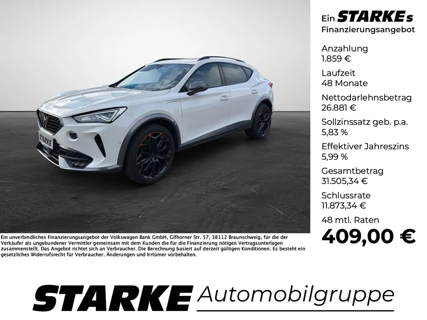 CUPRA Formentor VZ 1.4 TSI DSG eHybrid 245PS PANO AHK 19"LM Weiß - 1