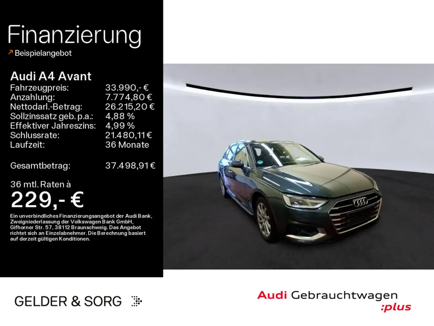 Audi A4 40 TFSI 4x4 *LEDER*LED*RFK*VIRTUAL*DAB* Grau - 1