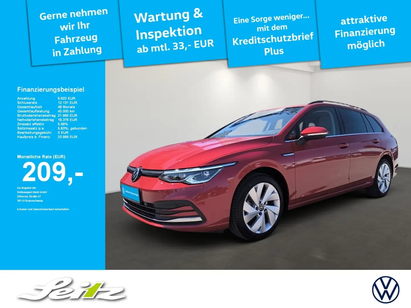 Volkswagen Golf Variant Golf VIII Variant 1.5 eTSI Style *AHK*LED*KAMERA*N Rojo - 1