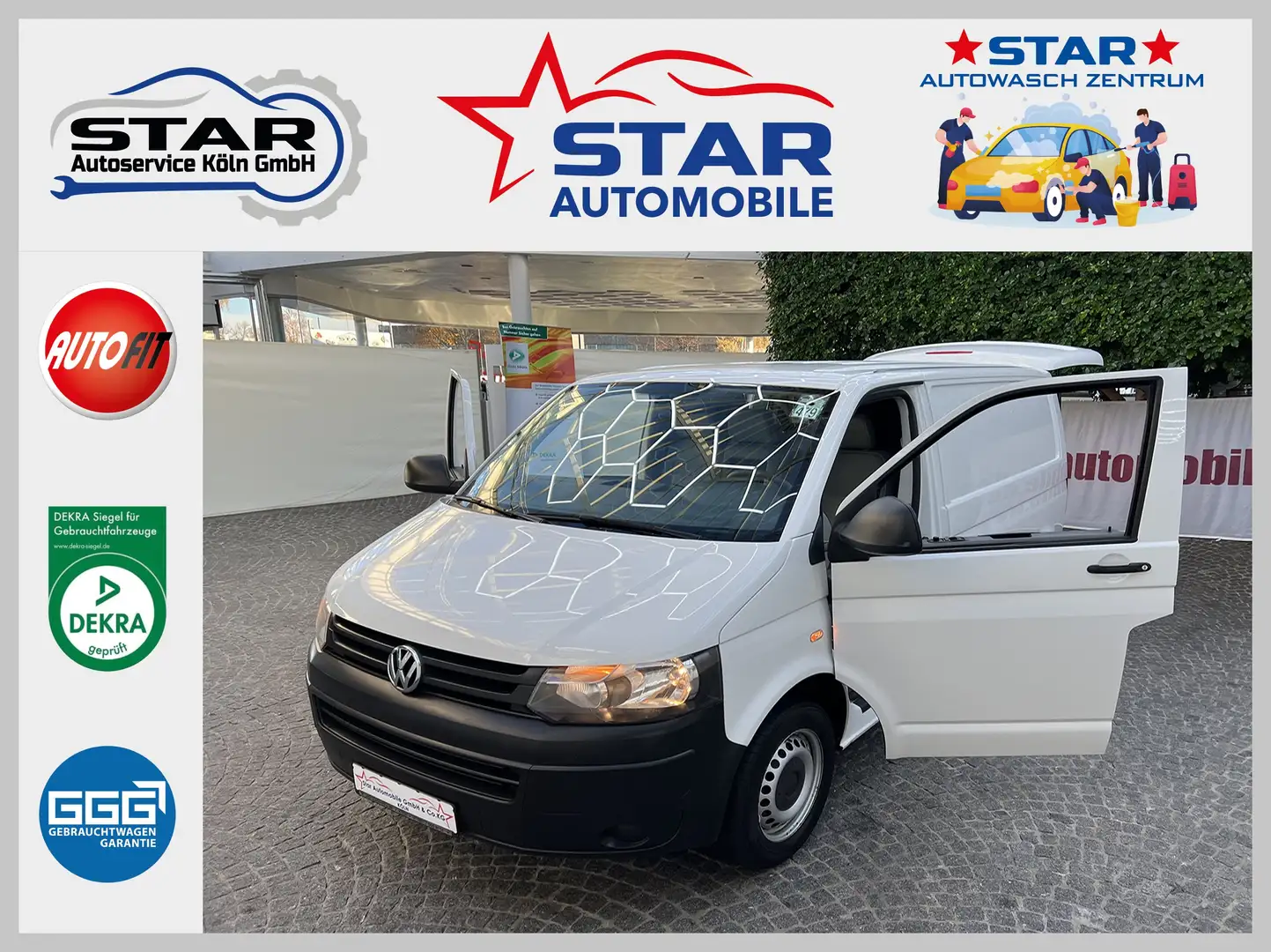 Volkswagen T5 Transporter T5 Transporter Kasten BMT 2.0TDI-103KW*AHK*KLIMA* Weiß - 1