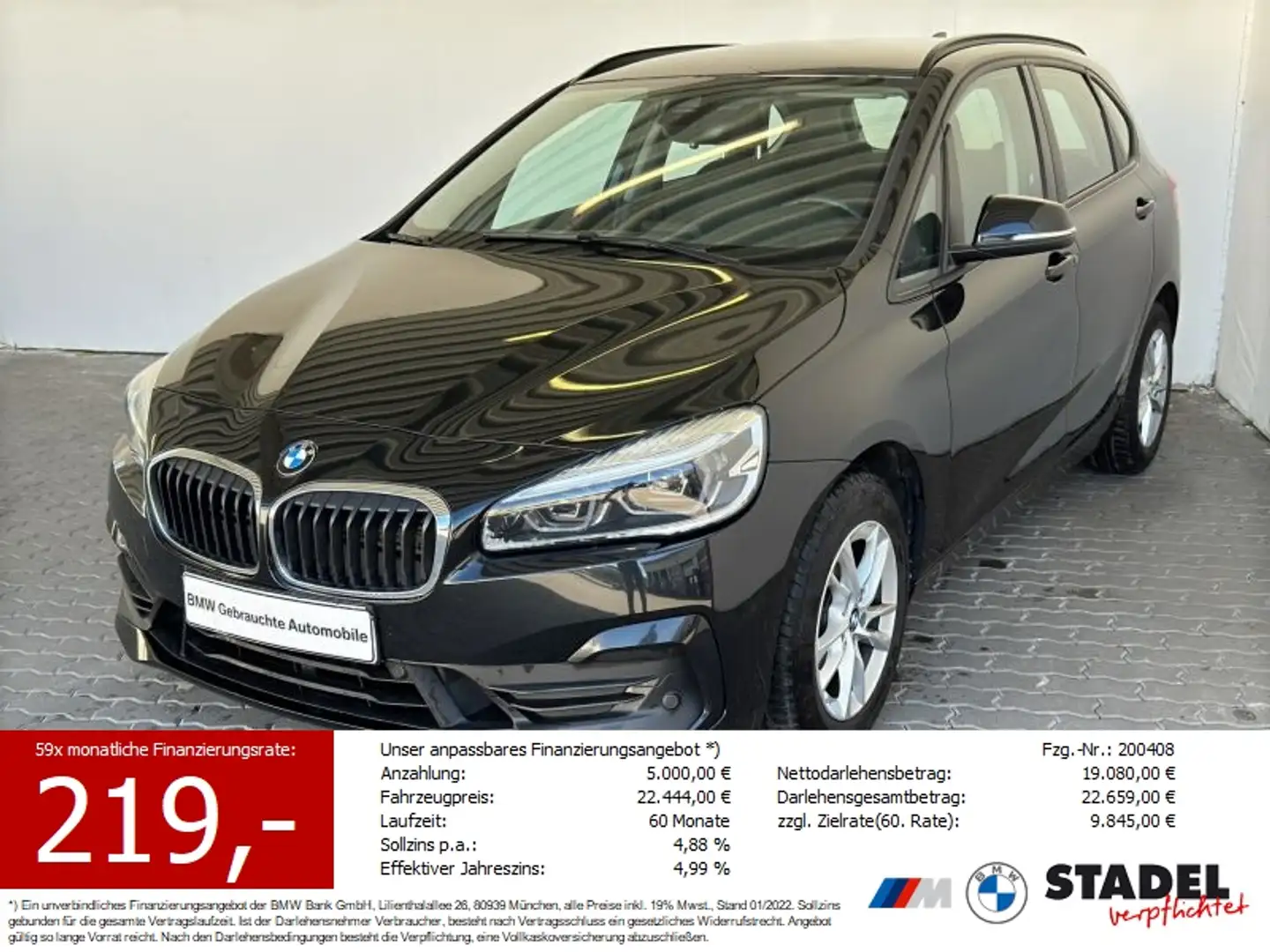BMW 220 dA A.T. Advantage Navi.LED.HiFi.RüKam.KomfZg Schwarz - 1