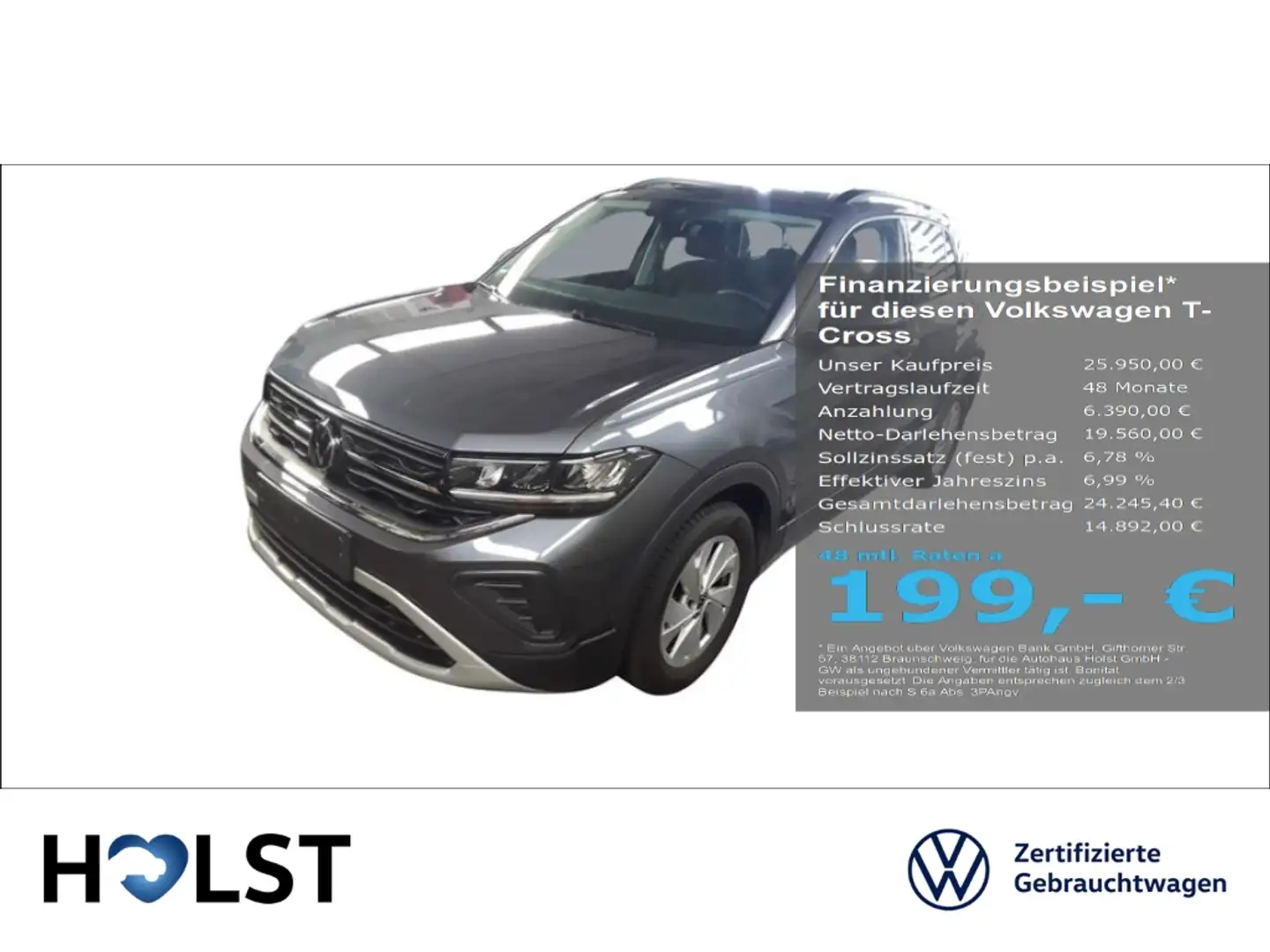 Volkswagen T-Cross 1.0TSI Life ACC AHK RüFaKa GJR Grau - 1