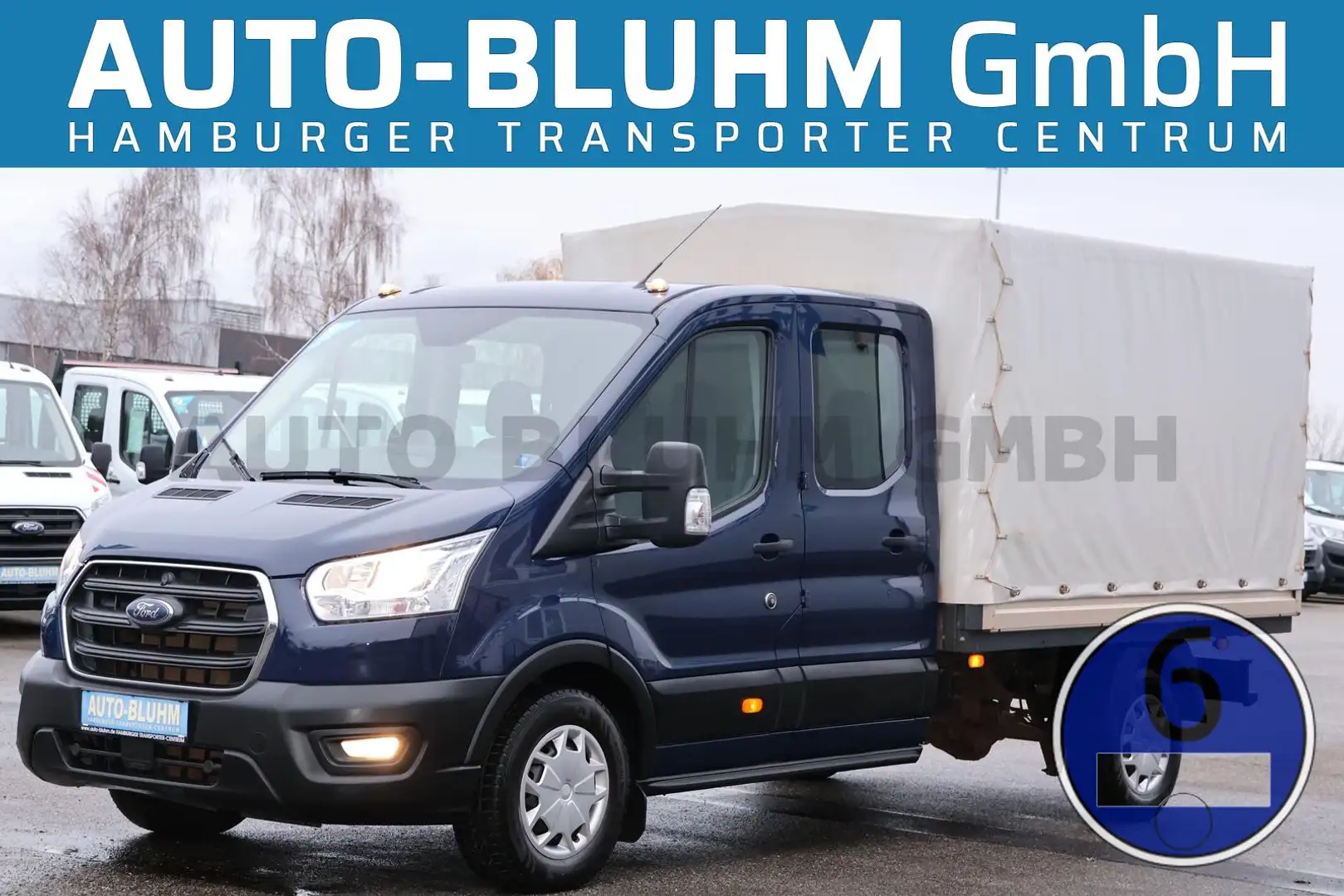 Ford Transit 350 4X4 Doka Plane L2 + AHK 2,8T 7-Sitze Blau - 1