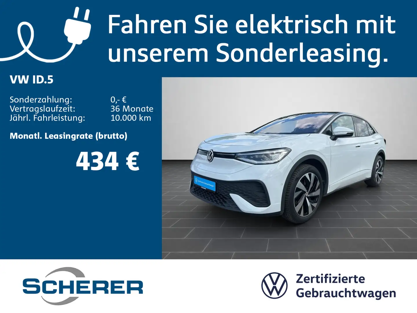 Volkswagen ID.5 Pro 82kWh 5J Garantie 360° 20" ACC AHK HARM Weiß - 1