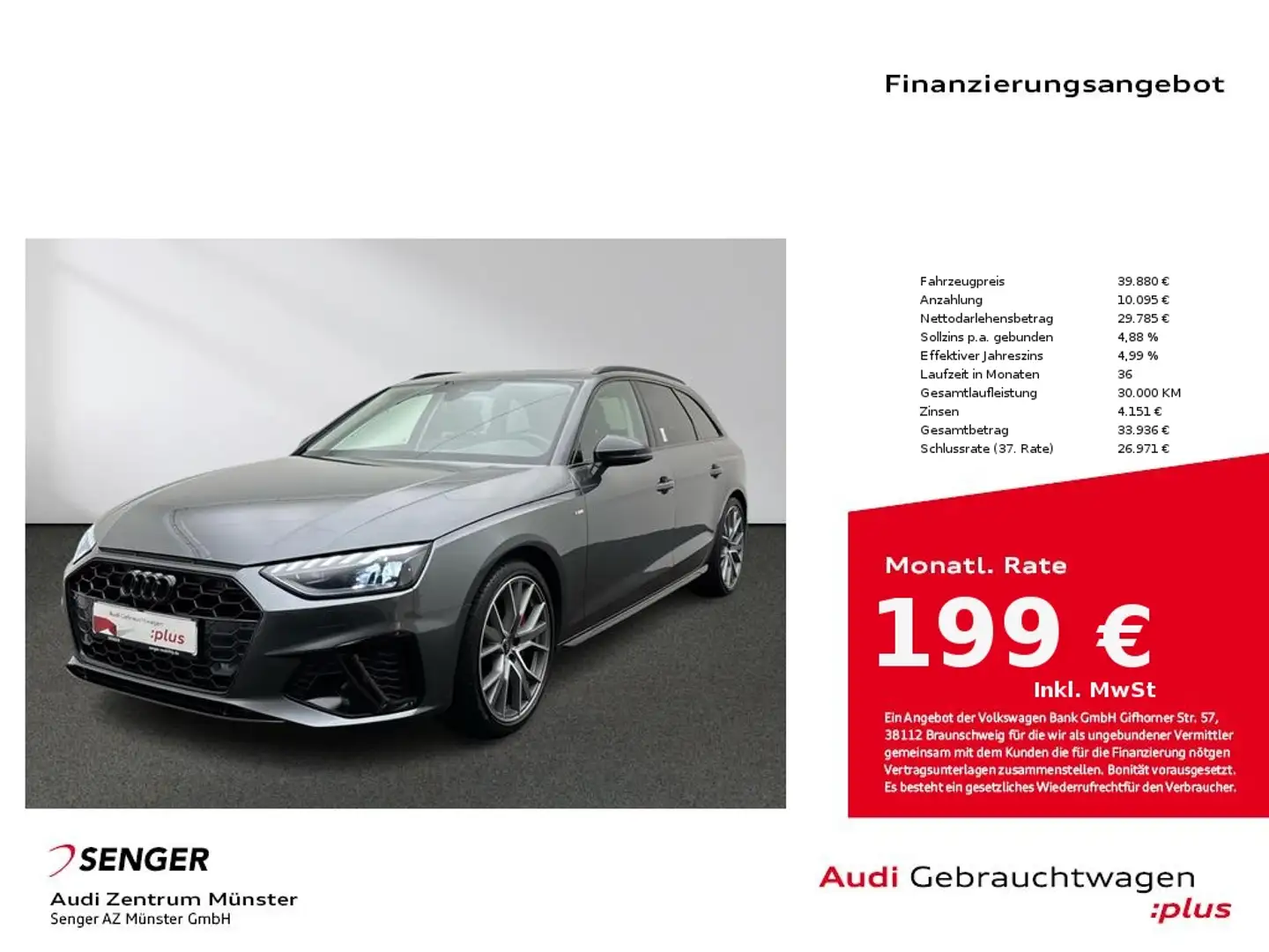Audi A4 Avant 40 TFSI S line Matrix Pano Kamera AHK Grau - 1