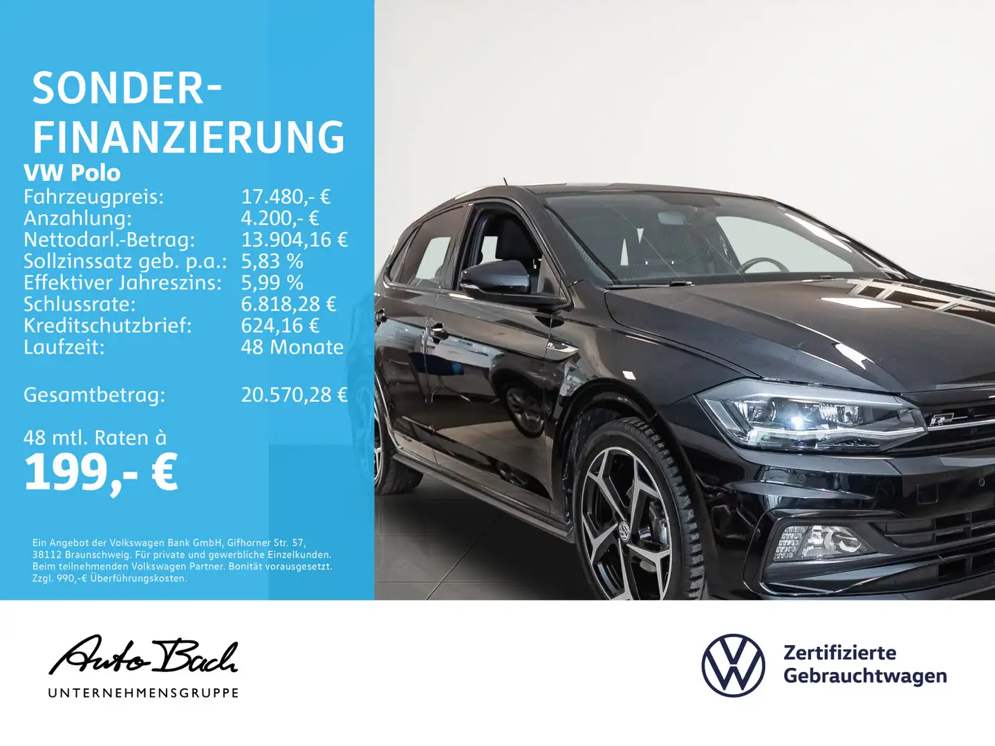Volkswagen Polo Highline 1.0 TSI Navi Panorama LED EPH DAB Schwarz - 2
