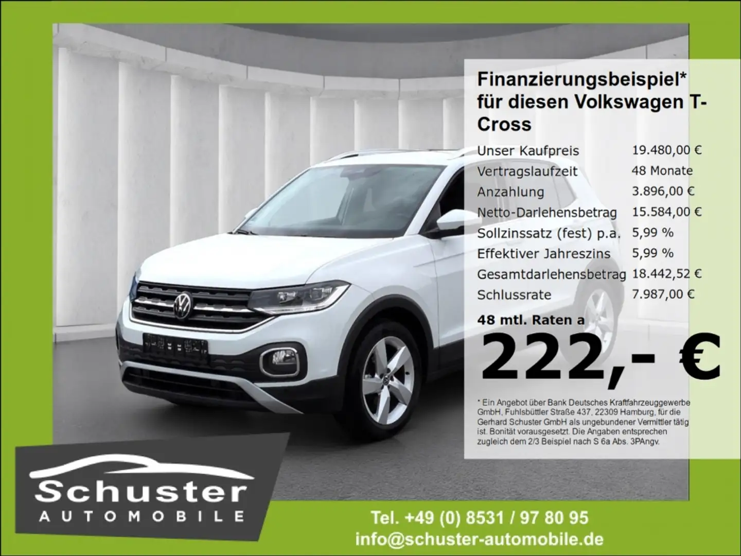 Volkswagen T-Cross Style 1.0TSI*LED SHZ PDCv+h AppConn 17* Weiß - 1