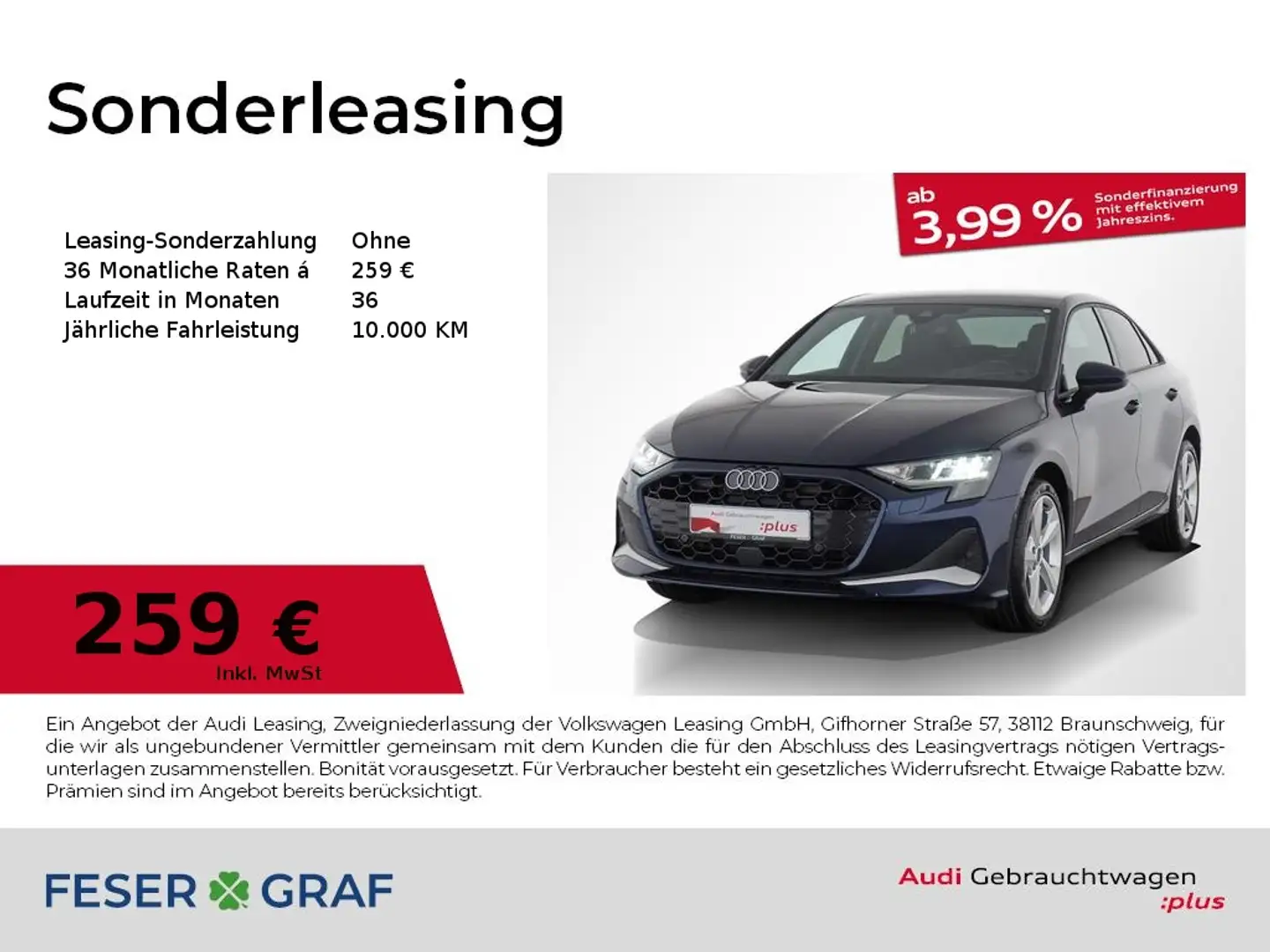 Audi A3 Limo. advanced 30 TFSI S tronic Virtual/Navi Blau - 1