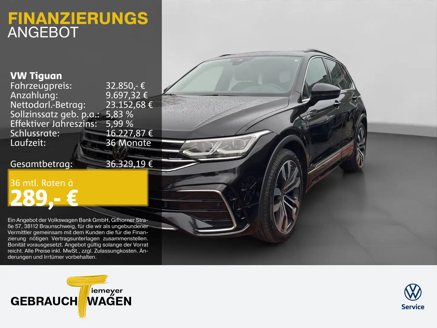 Volkswagen Tiguan 2.0 TDI DSG R-LINE LM20 AHK MATRIX STANDH Schwarz - 1