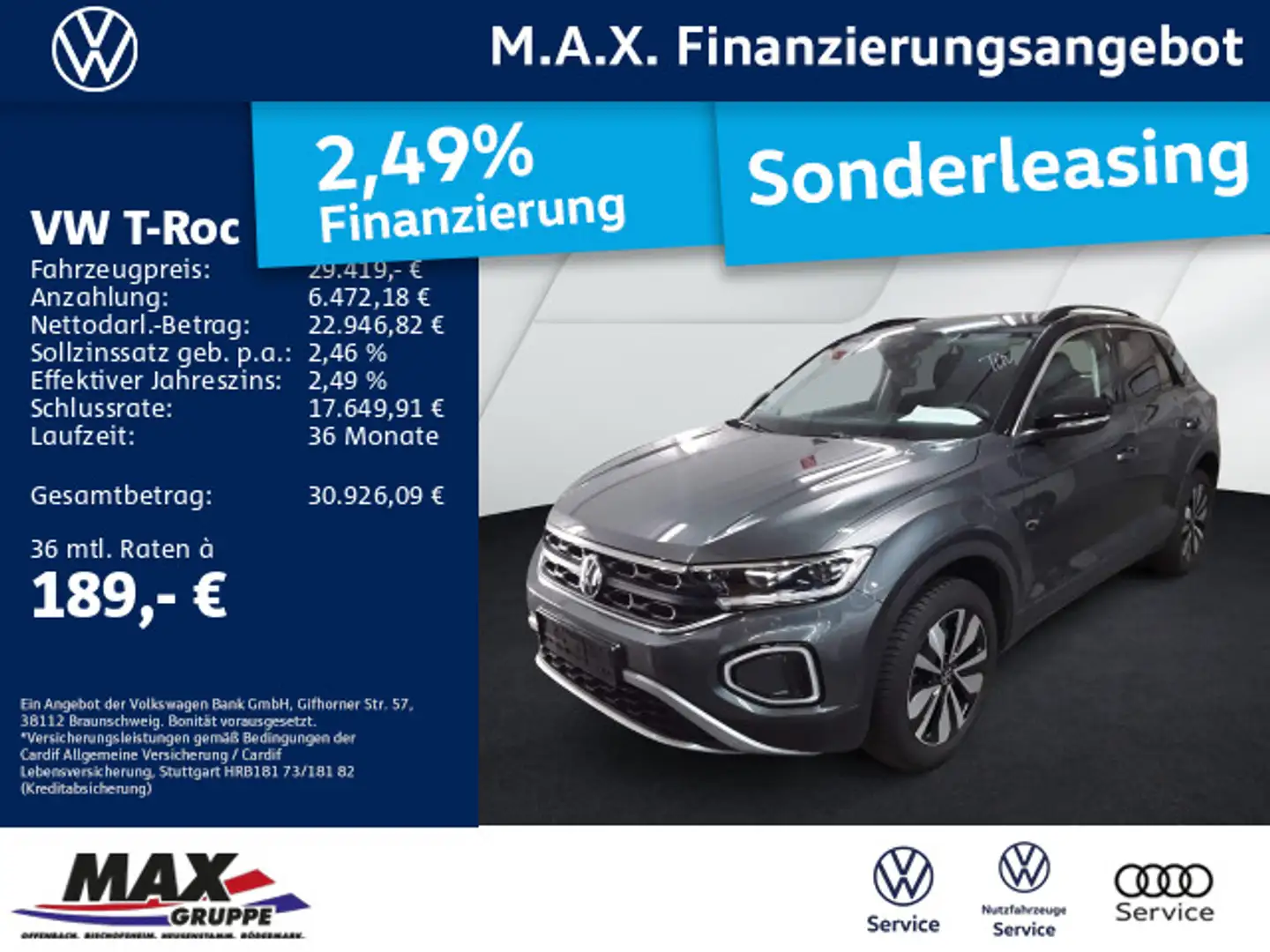 Volkswagen T-Roc 2.0 TDI DSG GOAL LED+NAVI+AHK+KAMERA+ACC Gris - 1