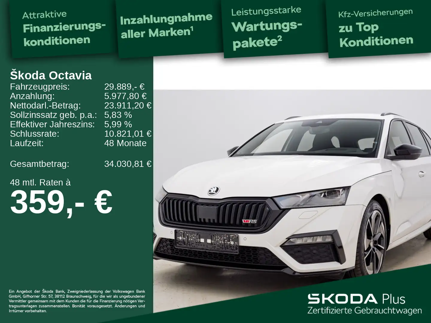 Skoda Octavia Combi 2.0 TDI RS*DSG*NAV*APP*HUD*LED*VC* Weiß - 1